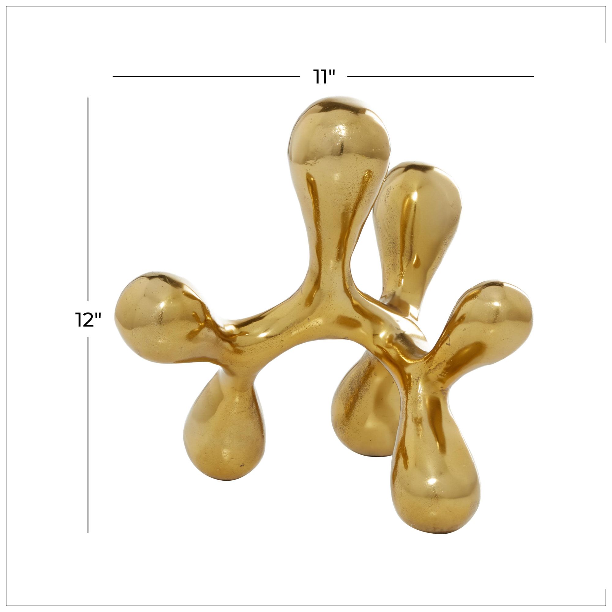 Image 7 Gold Aluminum Metal Contemporary Sculpture, 11" x 11" x 12" more views