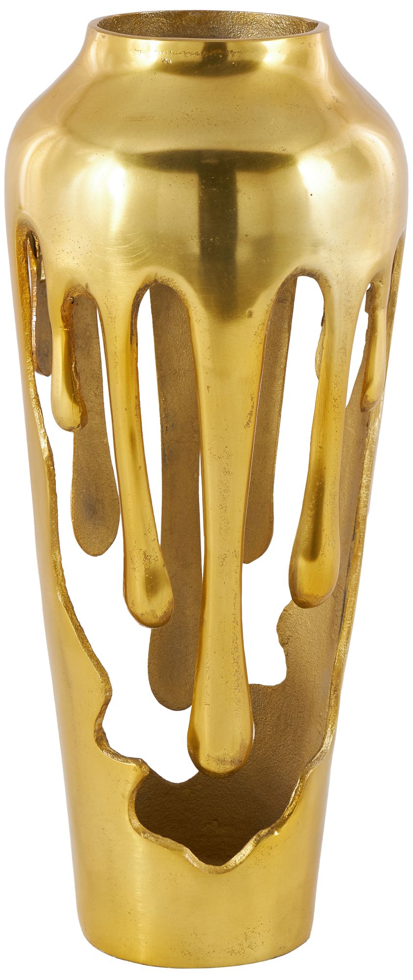 Image 5 Gold Aluminum Metal Contemporary Vase, 8" x 8" x 19" more views