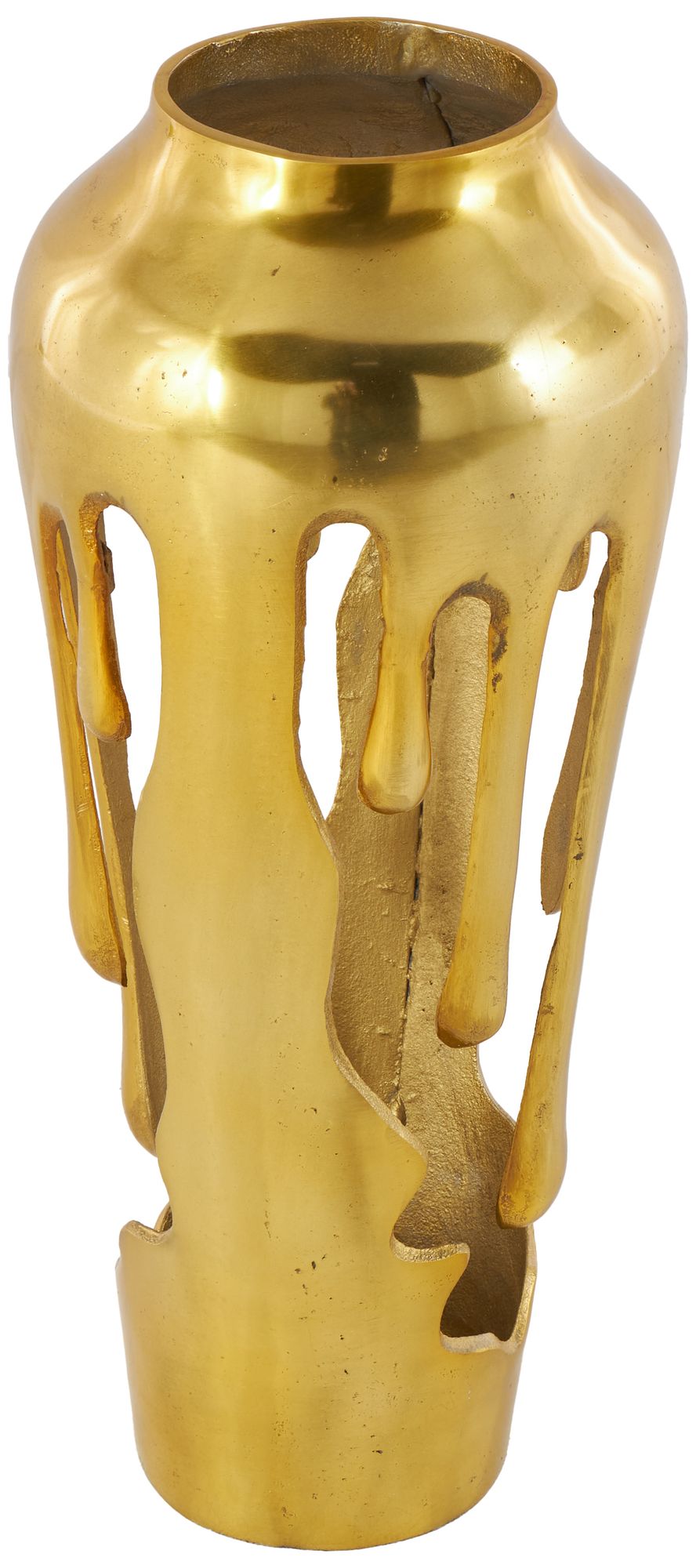 Image 6 Gold Aluminum Metal Contemporary Vase, 8" x 8" x 19" more views