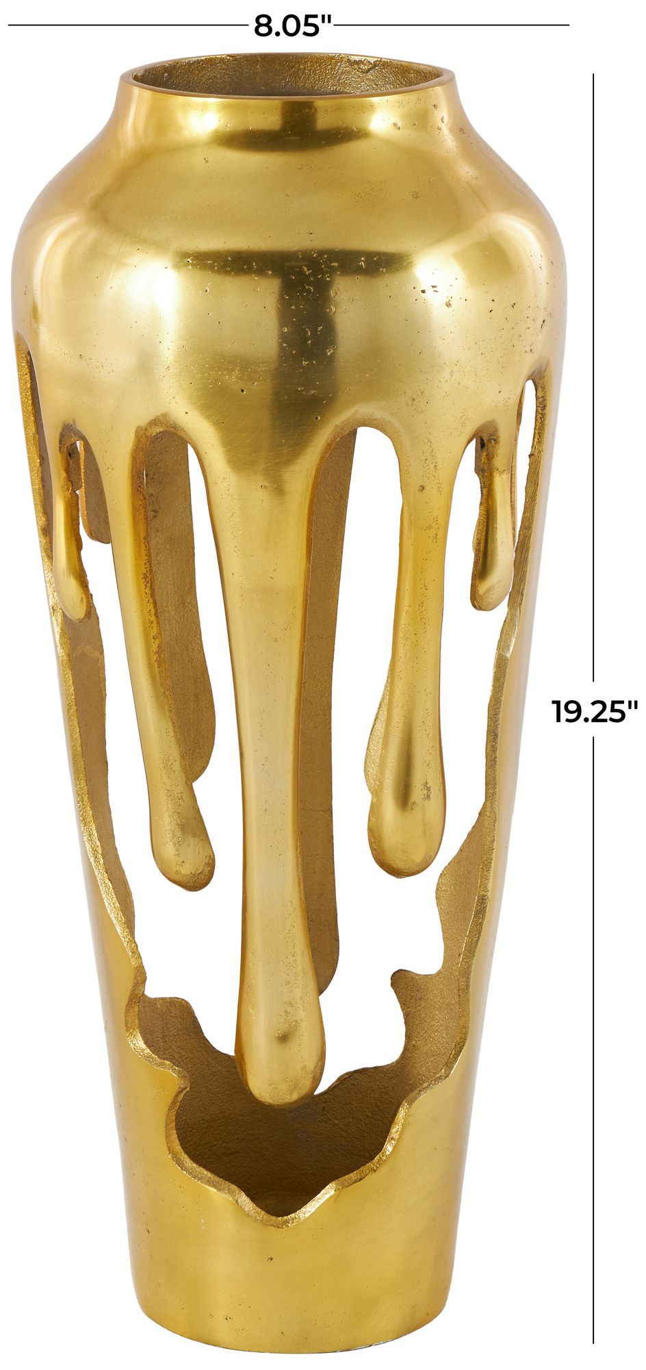 Image 7 Gold Aluminum Metal Contemporary Vase, 8" x 8" x 19" more views