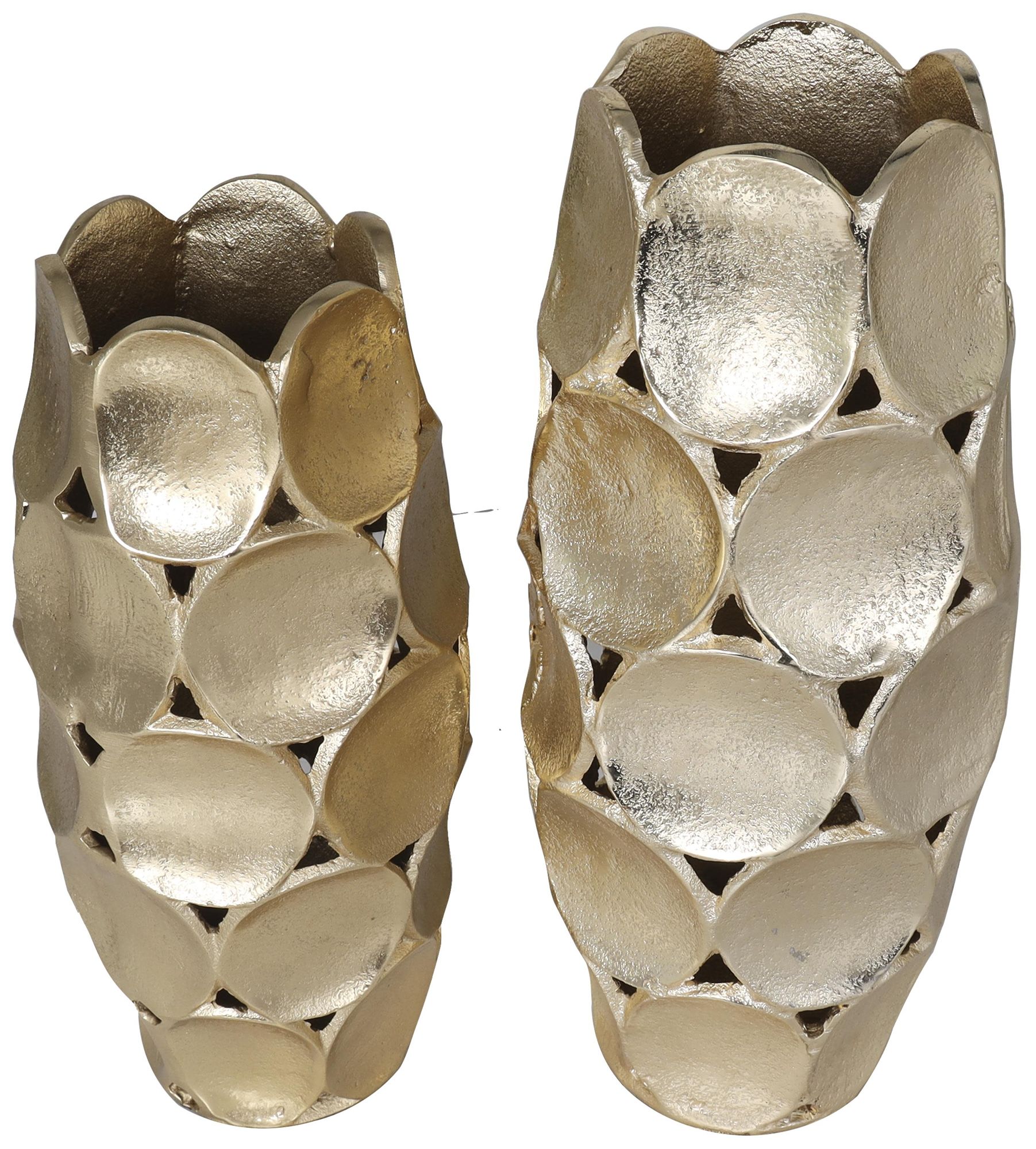 Image 2 Gold Aluminum Metal Contemporary Vase, S/2 13", 11"H