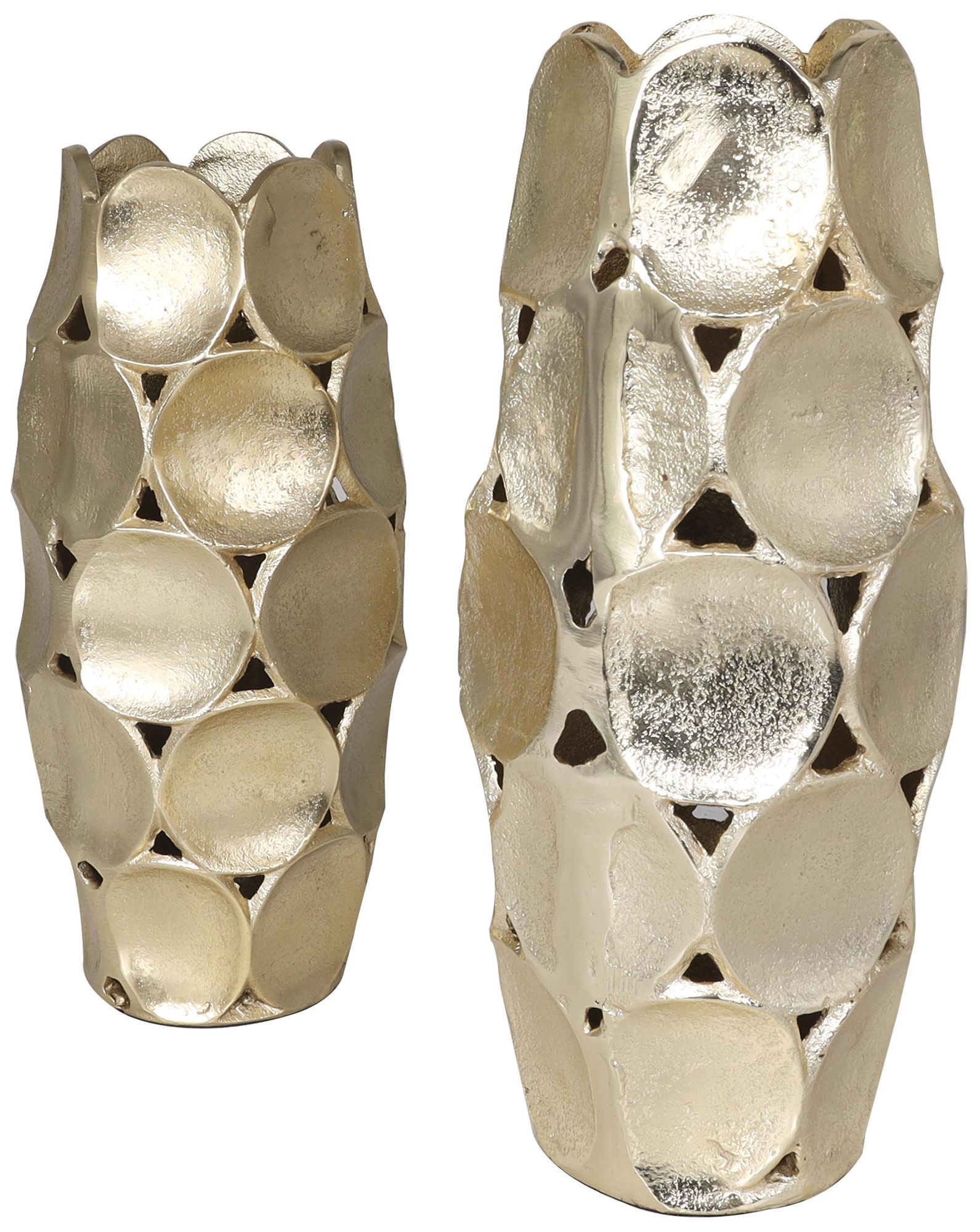 Image 6 Gold Aluminum Metal Contemporary Vase, S/2 13", 11"H more views