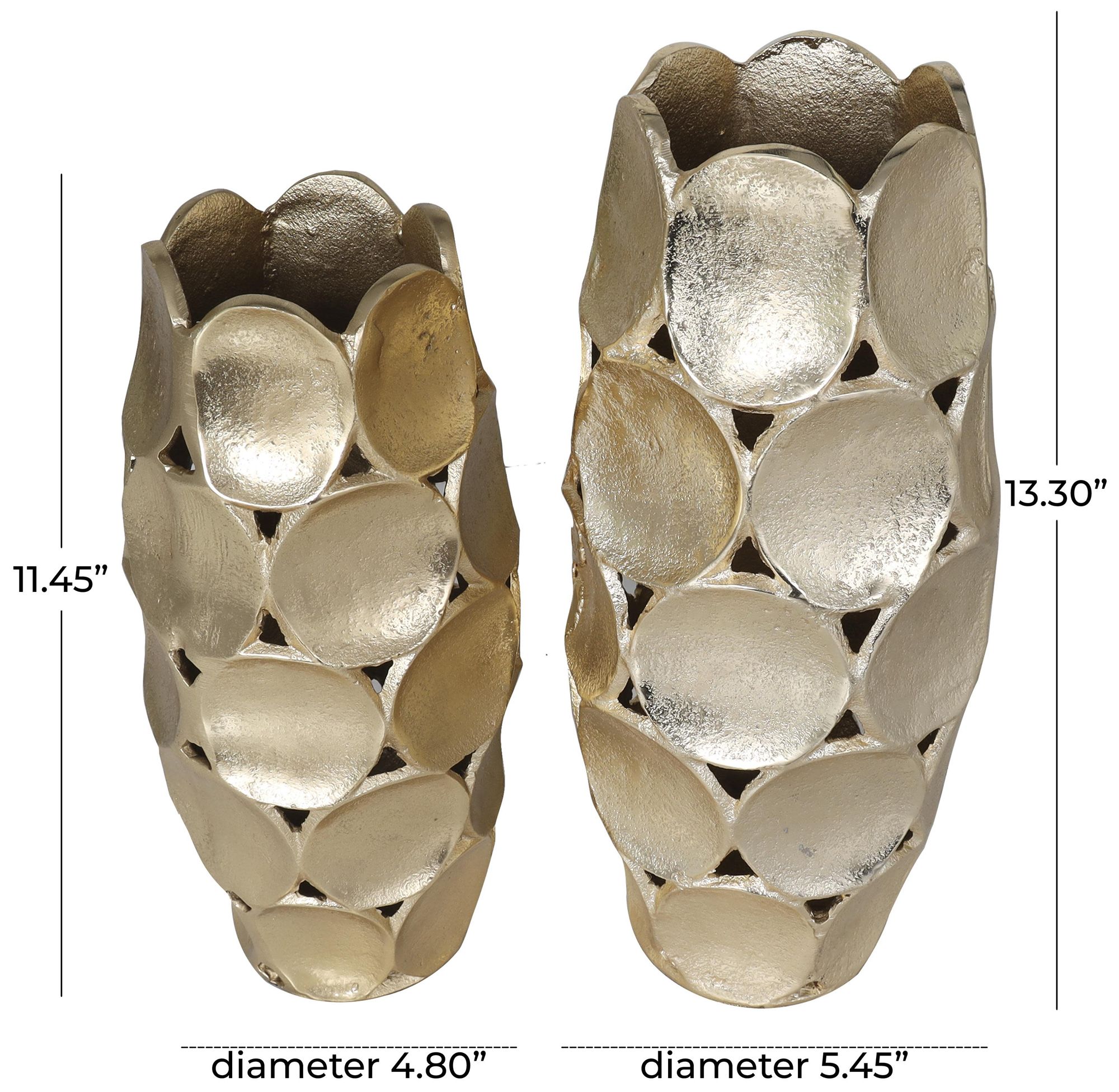 Image 7 Gold Aluminum Metal Contemporary Vase, S/2 13", 11"H more views