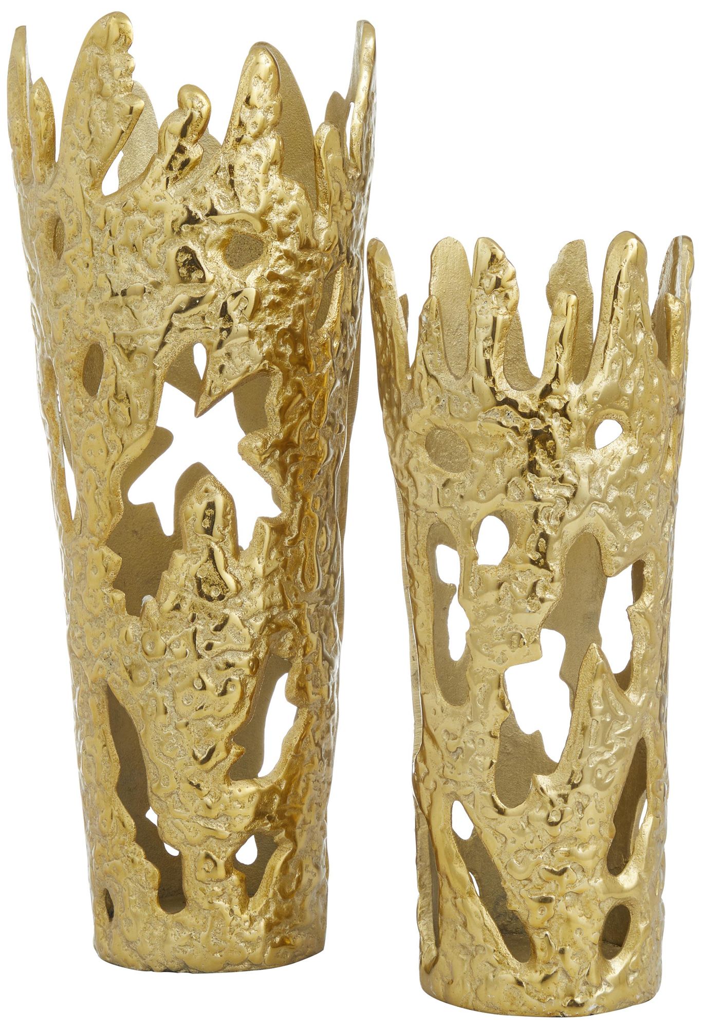 Image 2 Gold Aluminum Metal Contemporary Vase, S/2 20", 15"H