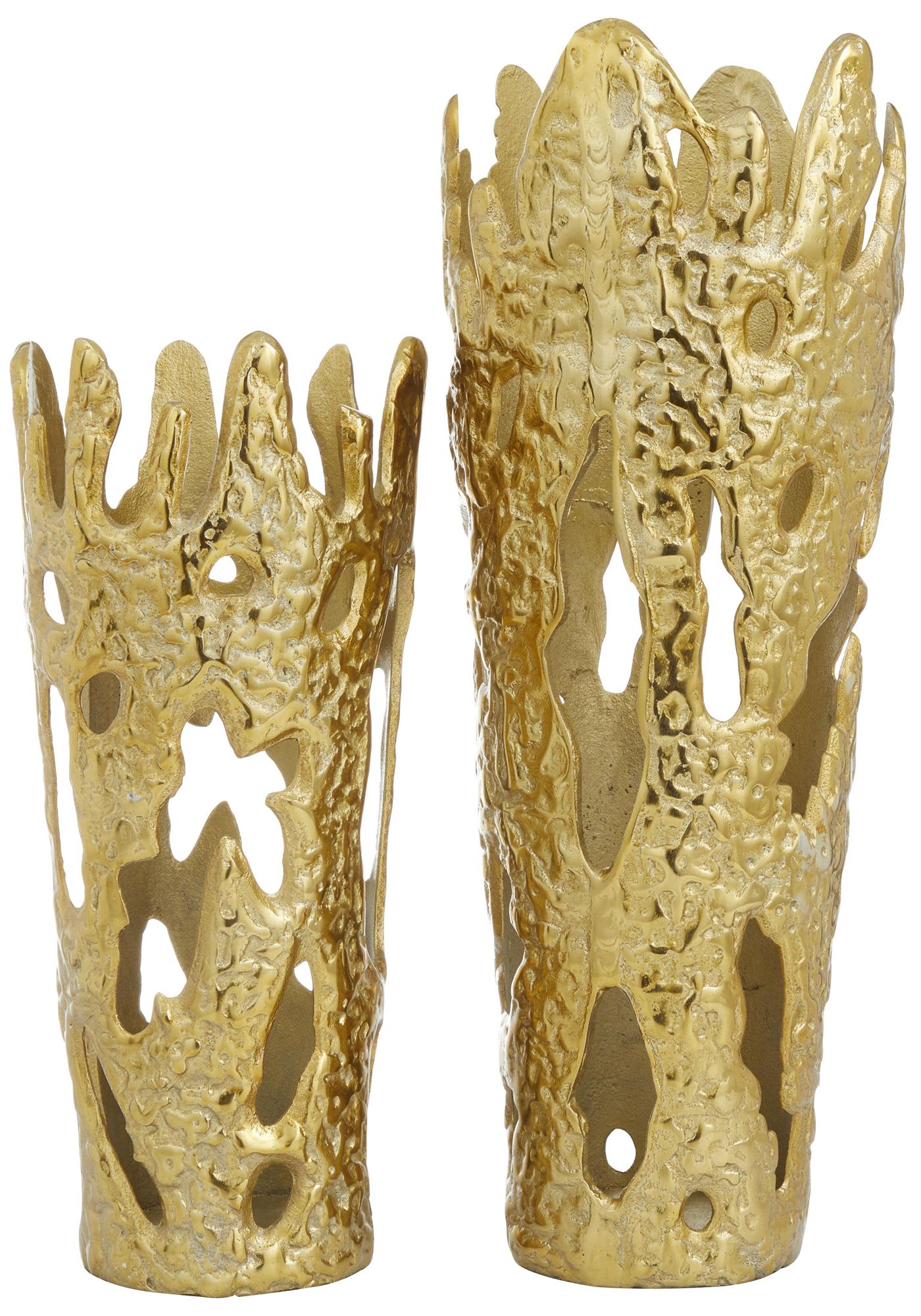 Image 5 Gold Aluminum Metal Contemporary Vase, S/2 20", 15"H more views