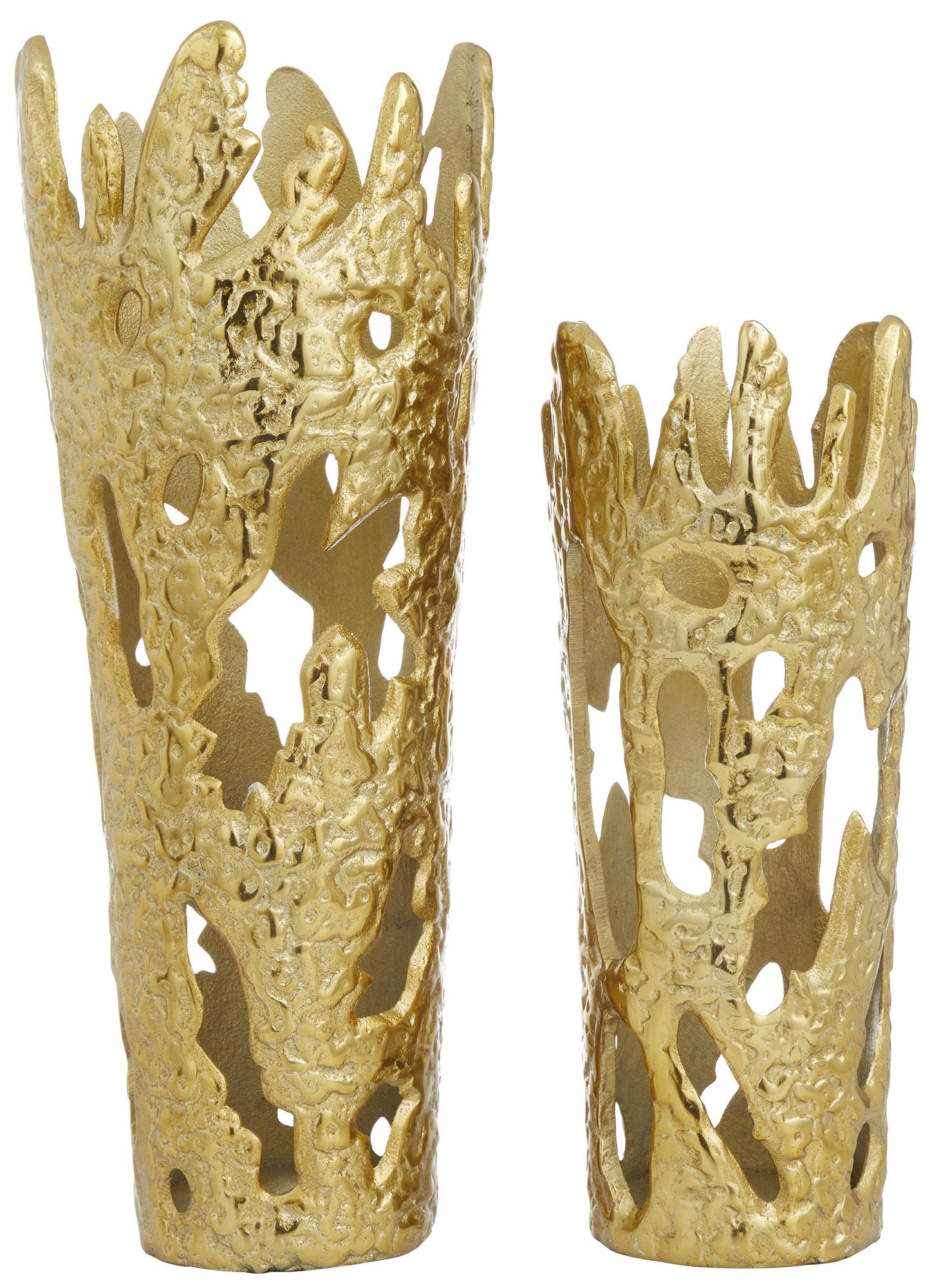 Image 6 Gold Aluminum Metal Contemporary Vase, S/2 20", 15"H more views