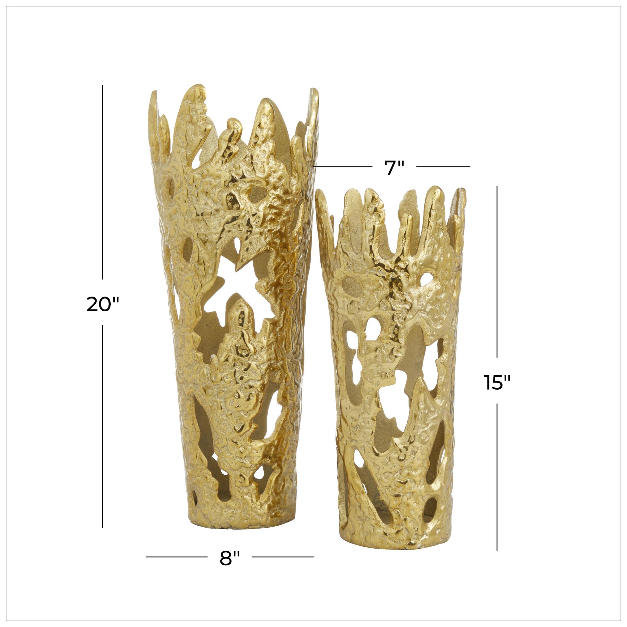 Image 7 Gold Aluminum Metal Contemporary Vase, S/2 20", 15"H more views