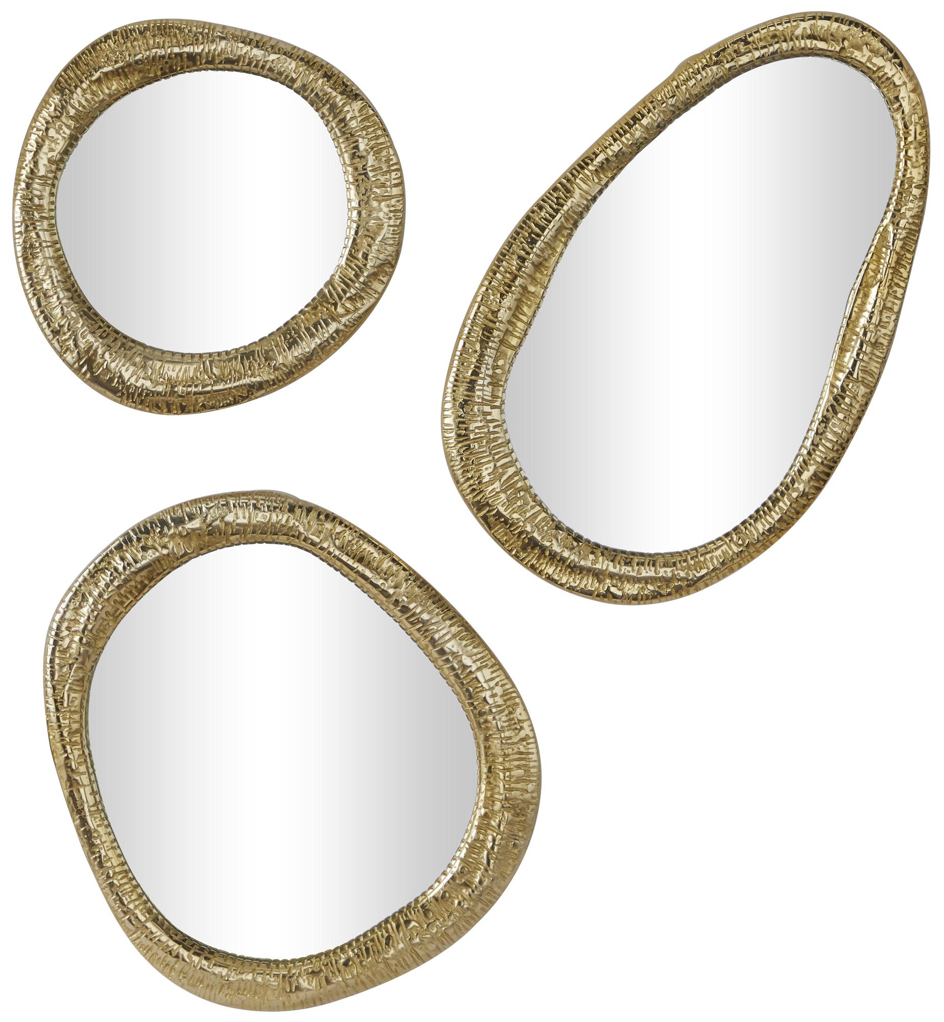 Image Gold Aluminum Metal Contemporary Wall Mirror, S/3 23", 19", 15"H