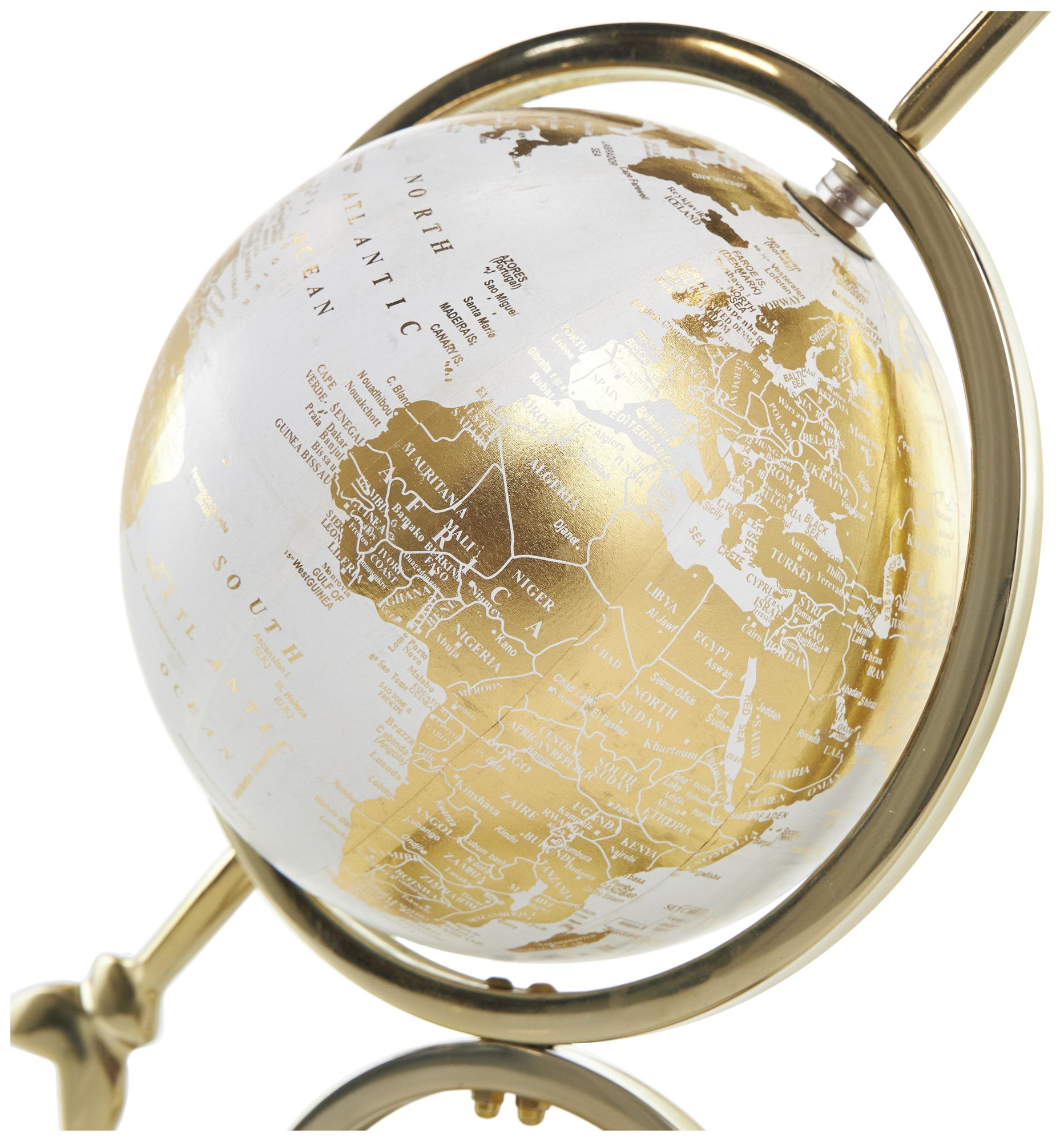 Image 3 Gold Aluminum Metal Glam Globe, 14" x 7" x 15" more views