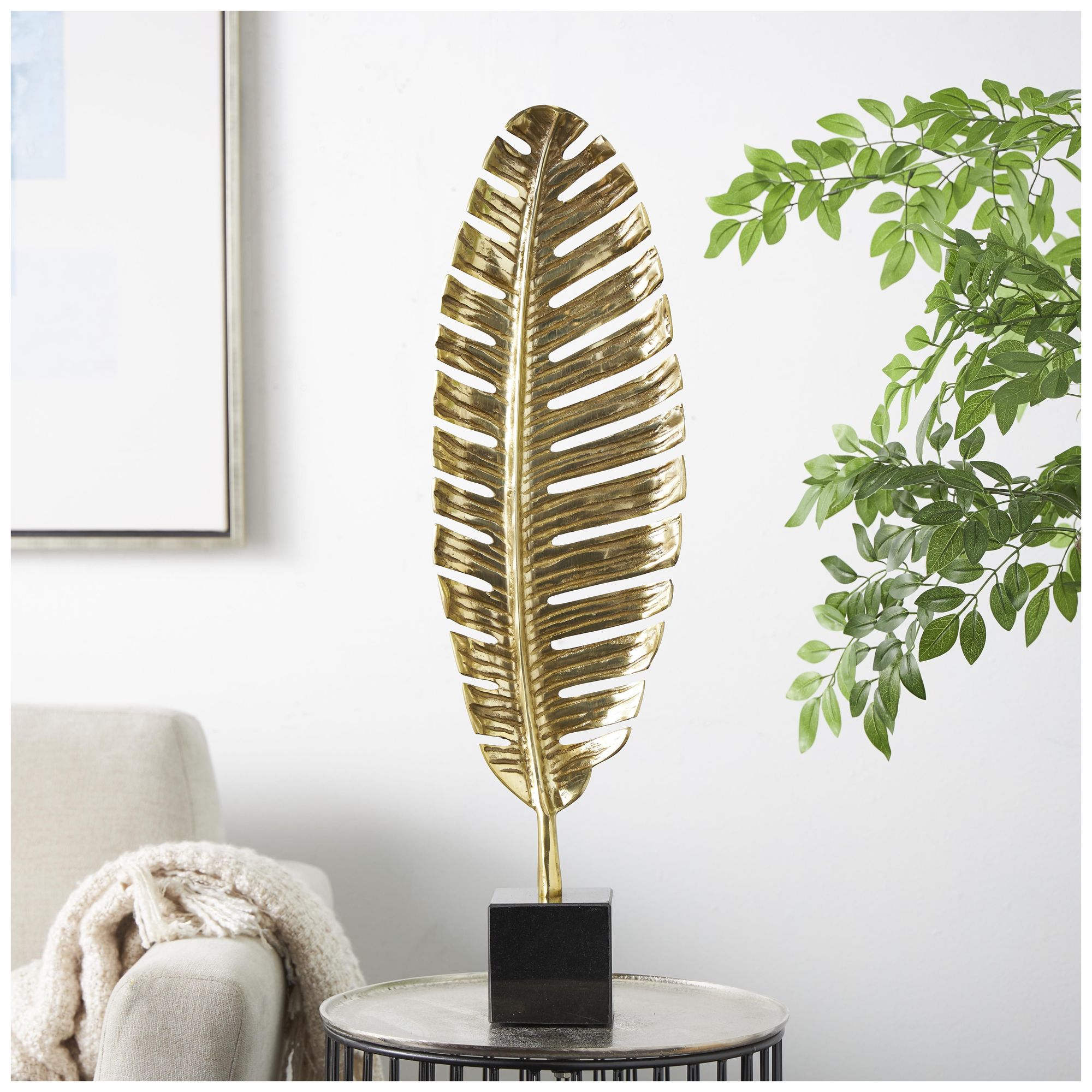 Image 4 Gold Aluminum Metal Glam Sculpture, 9" x 4" x 30" more views