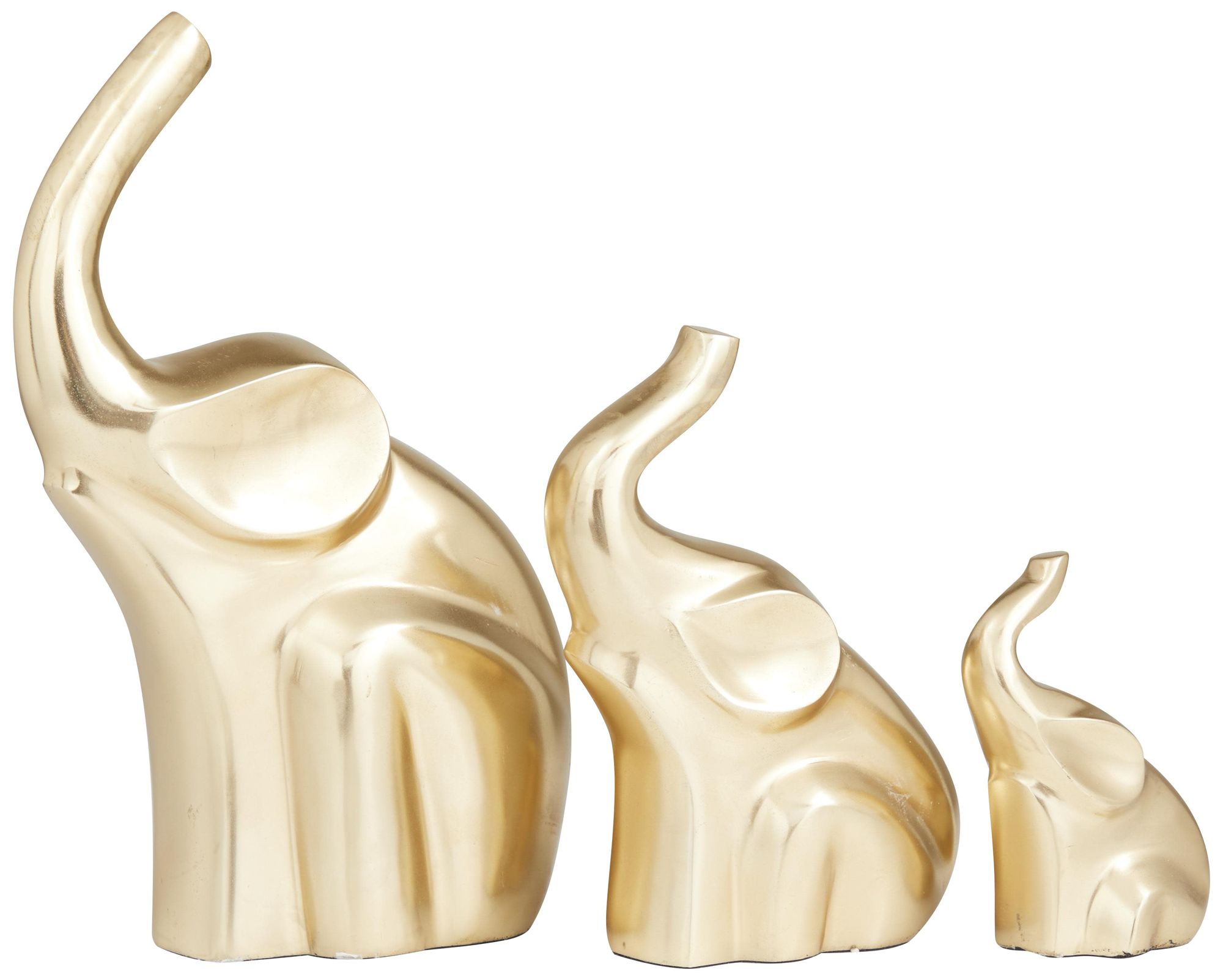 Image 2 Gold Aluminum Metal Glam Sculpture, S/3 12", 8", 5"H