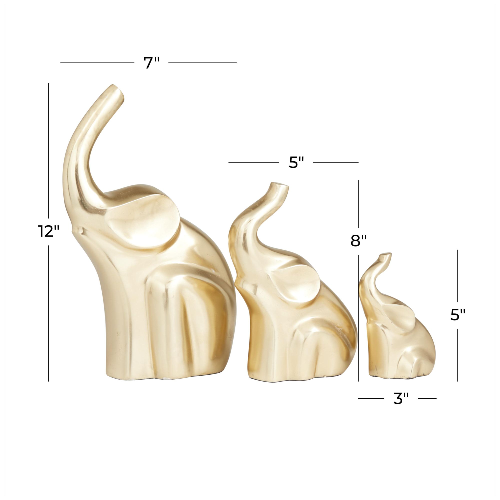 Image 7 Gold Aluminum Metal Glam Sculpture, S/3 12", 8", 5"H more views