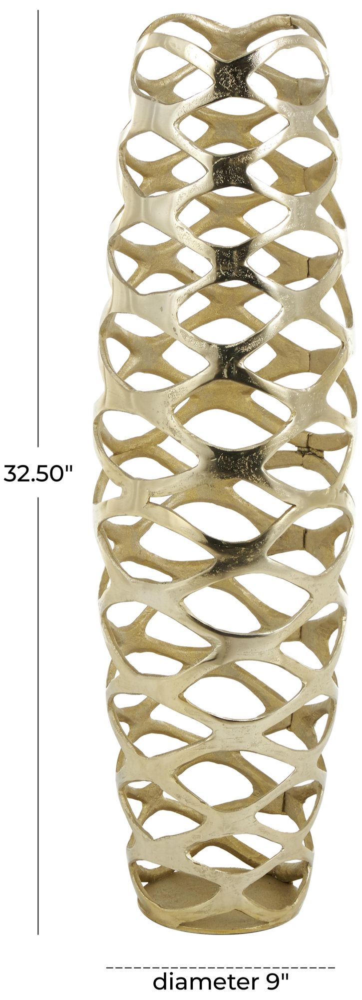 Image 7 Gold Aluminum Metal Glam Vase, 9" x 9" x 33" more views