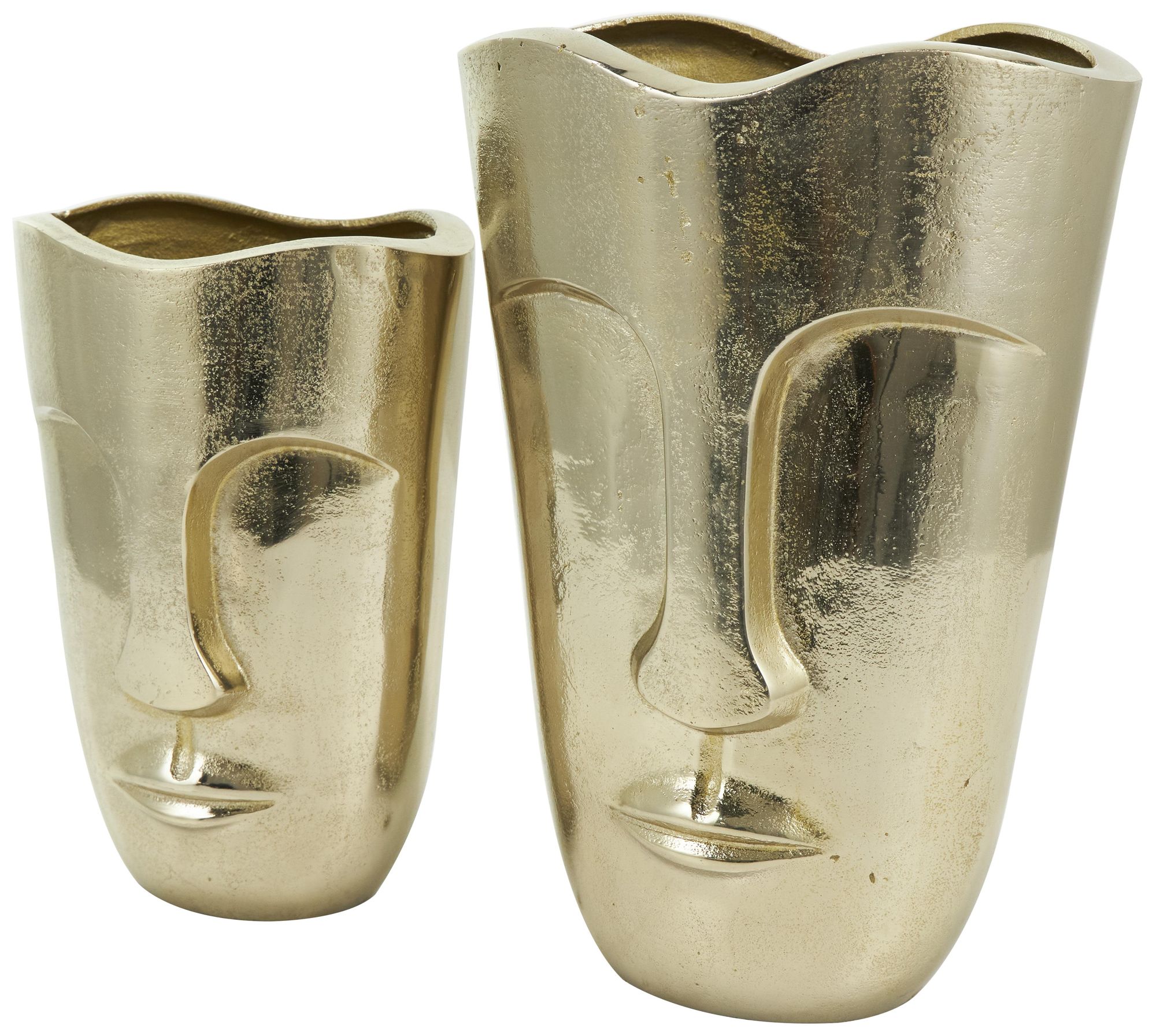 Image 2 Gold Aluminum Metal Glam Vase, S/2 13", 10"H