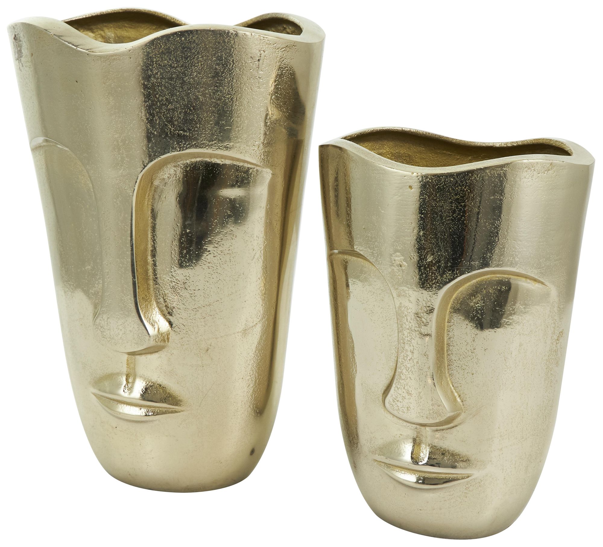 Image 5 Gold Aluminum Metal Glam Vase, S/2 13", 10"H more views