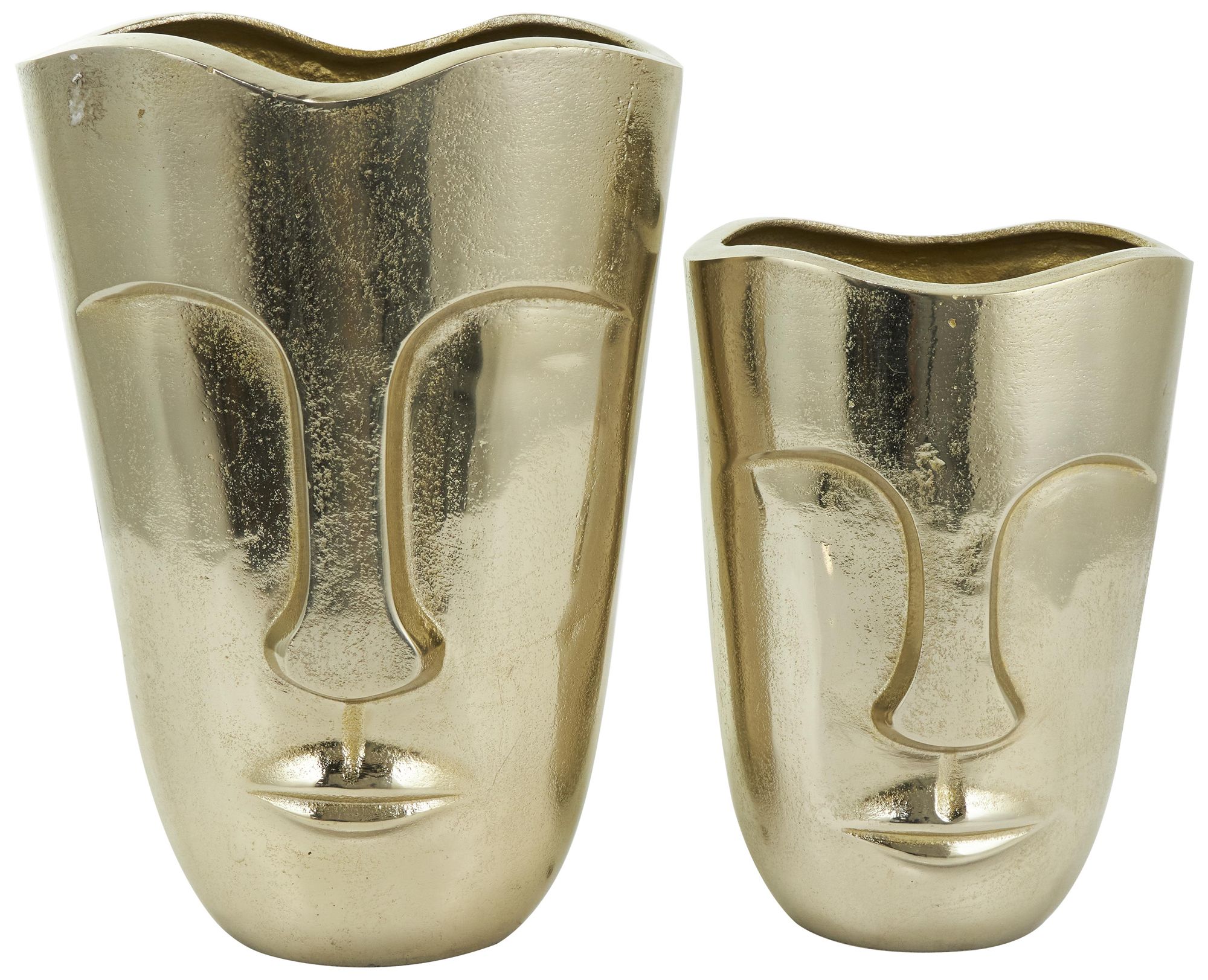 Image 6 Gold Aluminum Metal Glam Vase, S/2 13", 10"H more views
