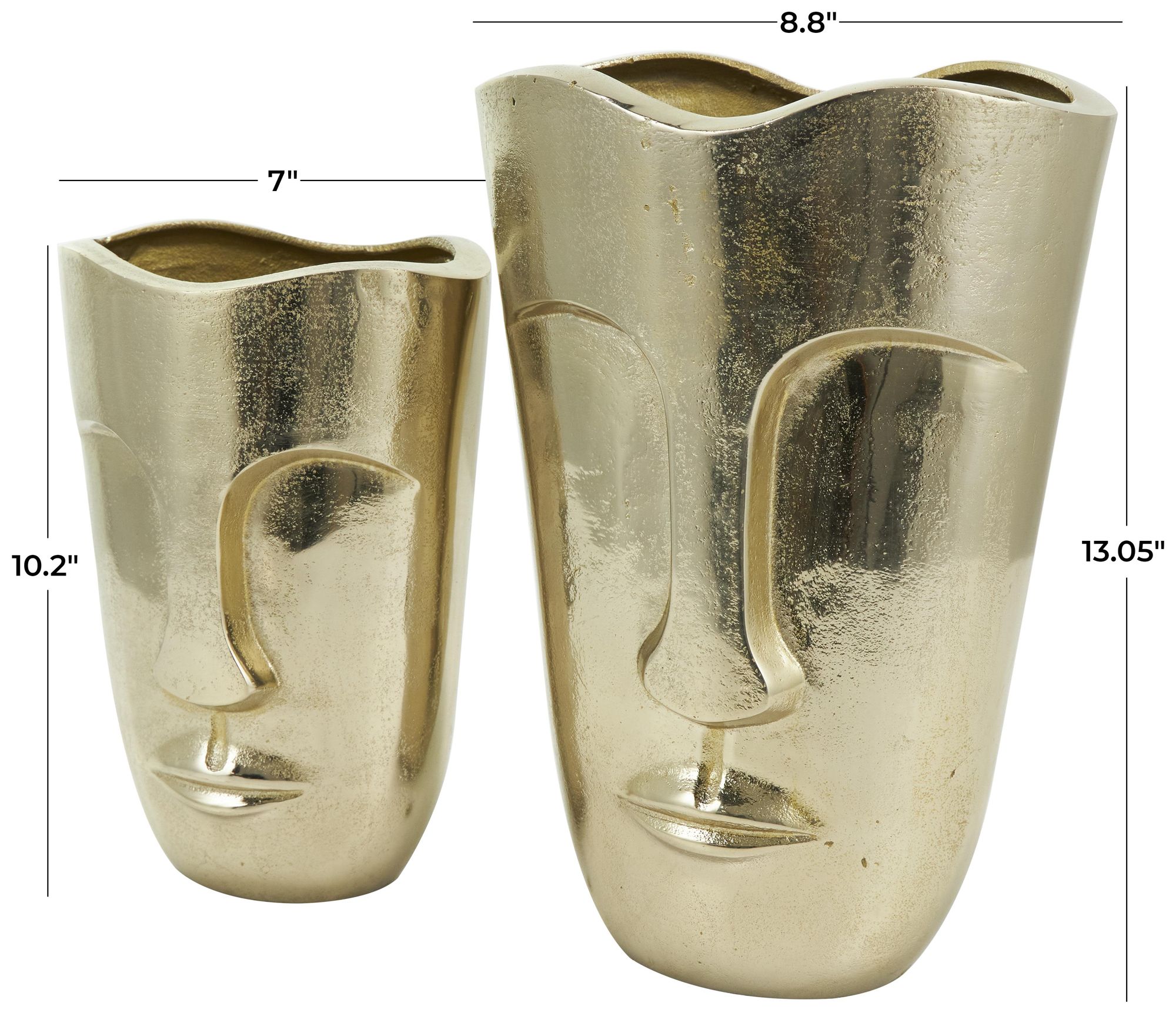 Image 7 Gold Aluminum Metal Glam Vase, S/2 13", 10"H more views