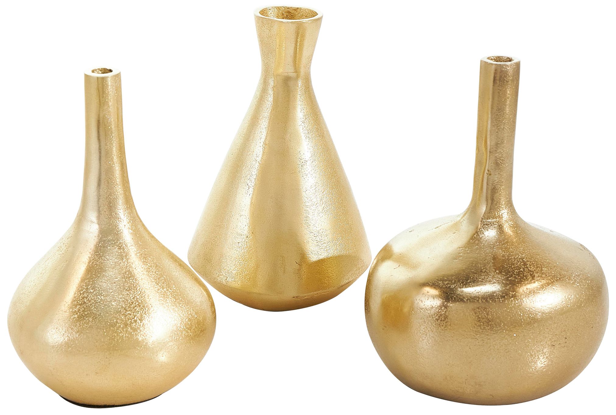 Image 2 Gold Aluminum Metal Glam Vase, S/3 5"W, 8"H