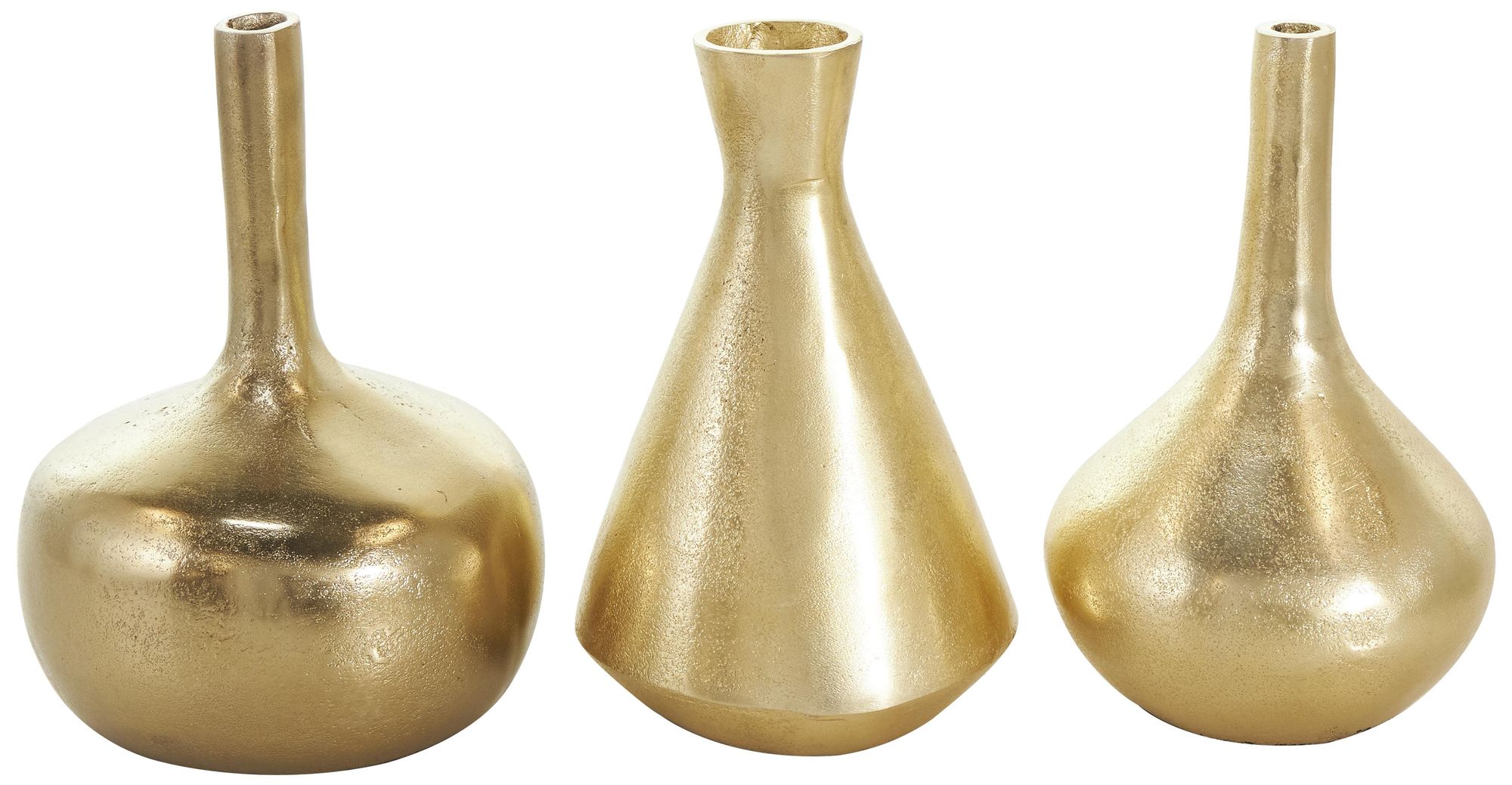 Image 5 Gold Aluminum Metal Glam Vase, S/3 5"W, 8"H more views