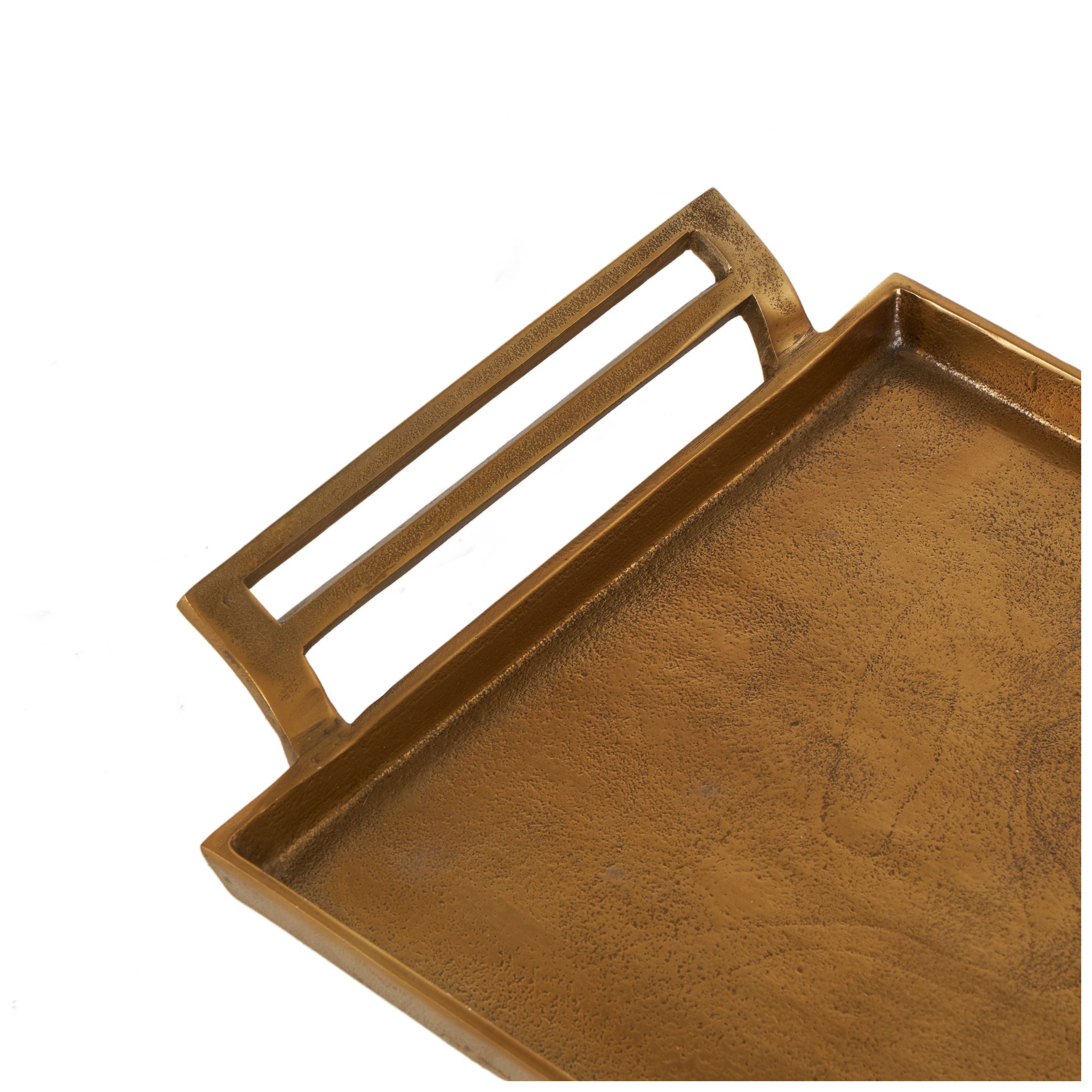 Image 3 Gold Aluminum Metal Modern Tray, 34" x 12" x 2" more views
