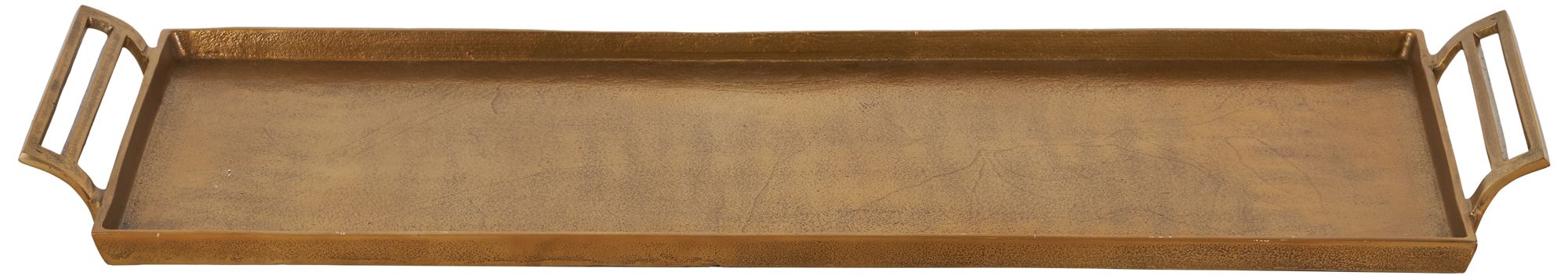 Image 5 Gold Aluminum Metal Modern Tray, 34" x 12" x 2" more views