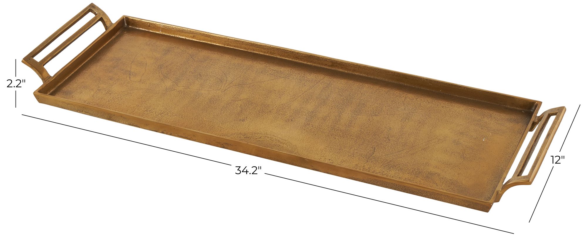 Image 7 Gold Aluminum Metal Modern Tray, 34" x 12" x 2" more views