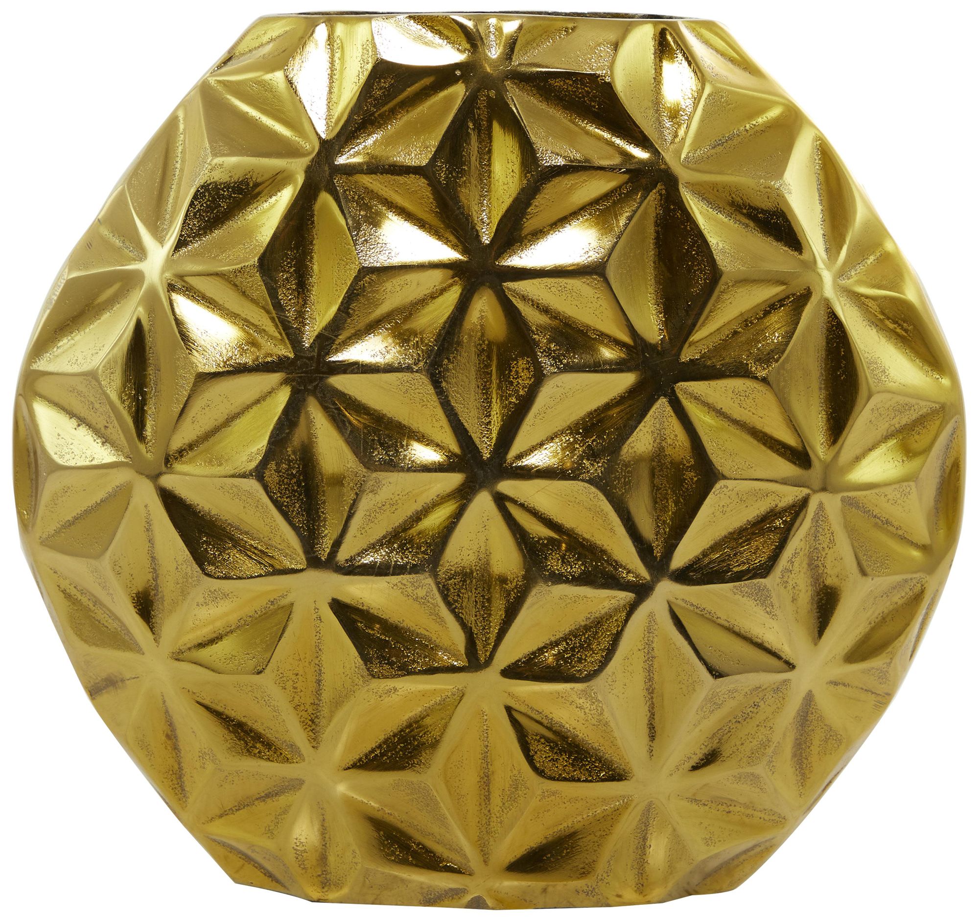 Image 4 Gold Aluminum Metal Modern Vase, 14" x 5" x 13" more views