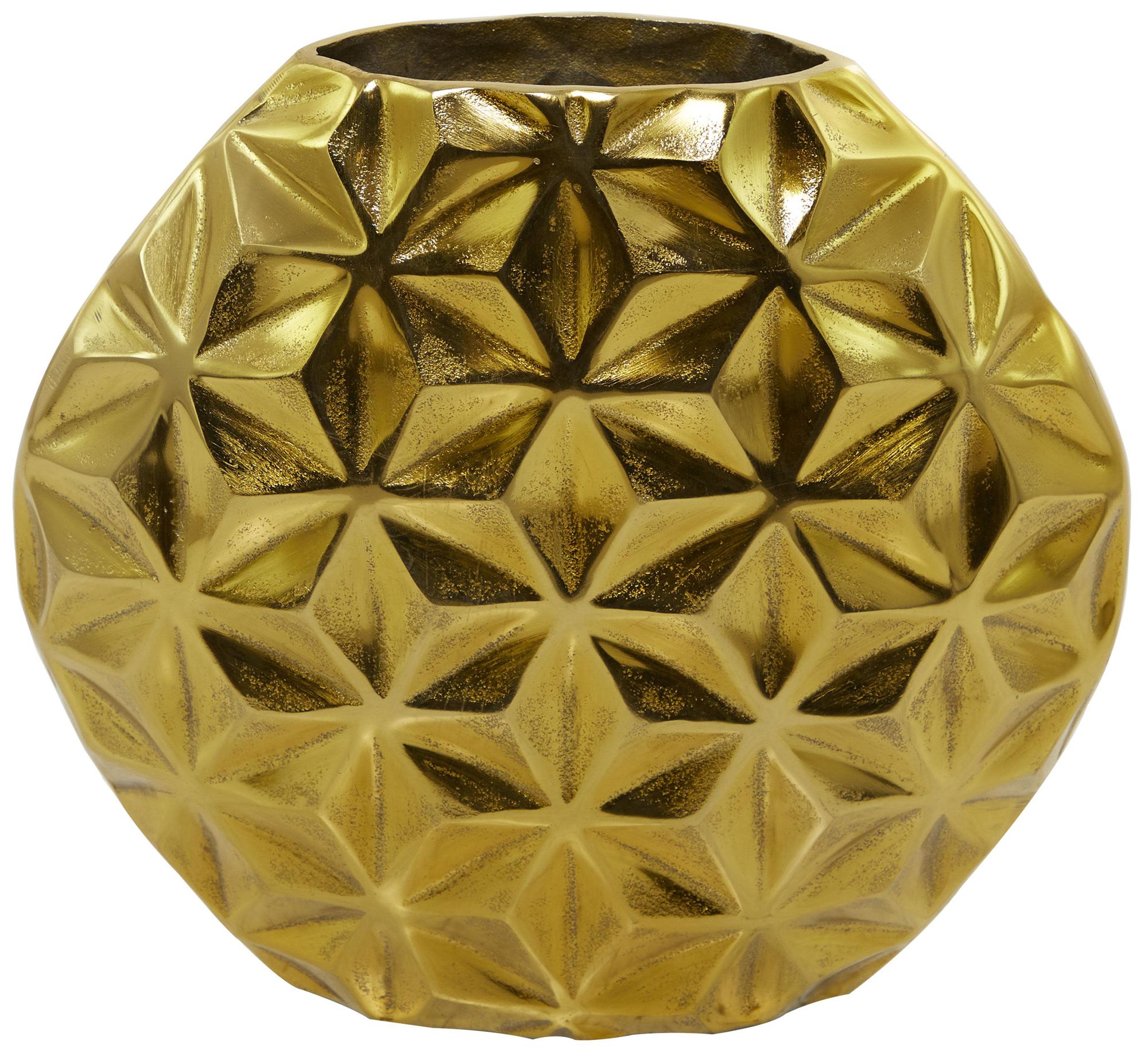 Image 2 Gold Aluminum Metal Modern Vase, 14" x 5" x 13"