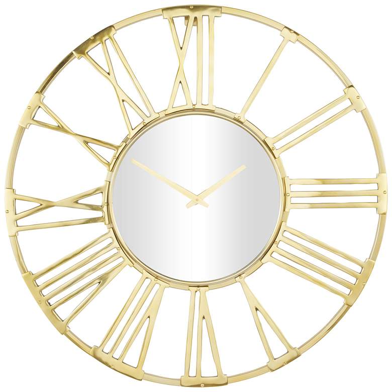 Image 1 Gold Aluminum Metal Modern Wall Clock, 35" x 2" x 35"