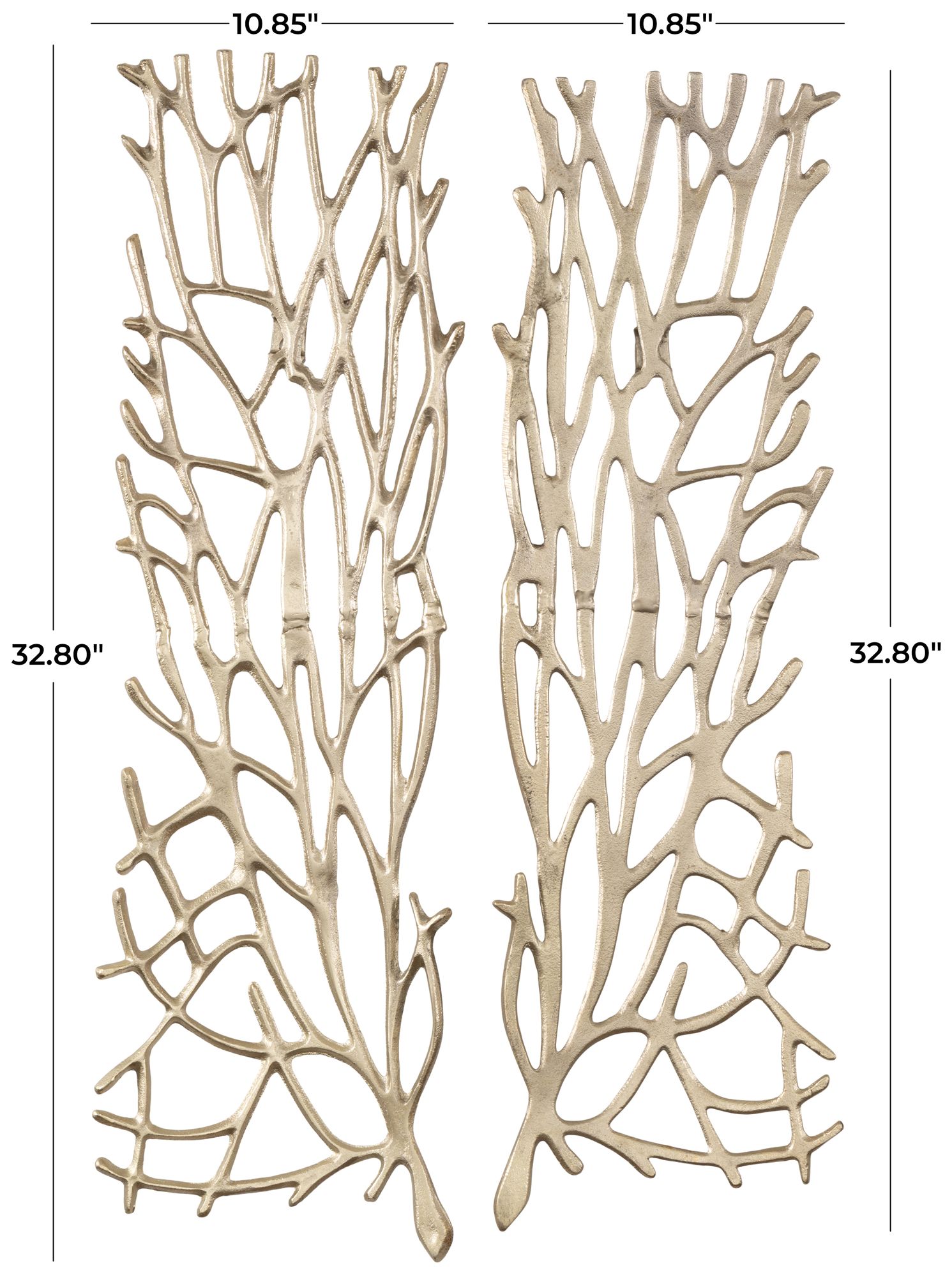 Image 7 Gold Aluminum Metal Modern Wall Decor, S/2 11"W, 33"H more views