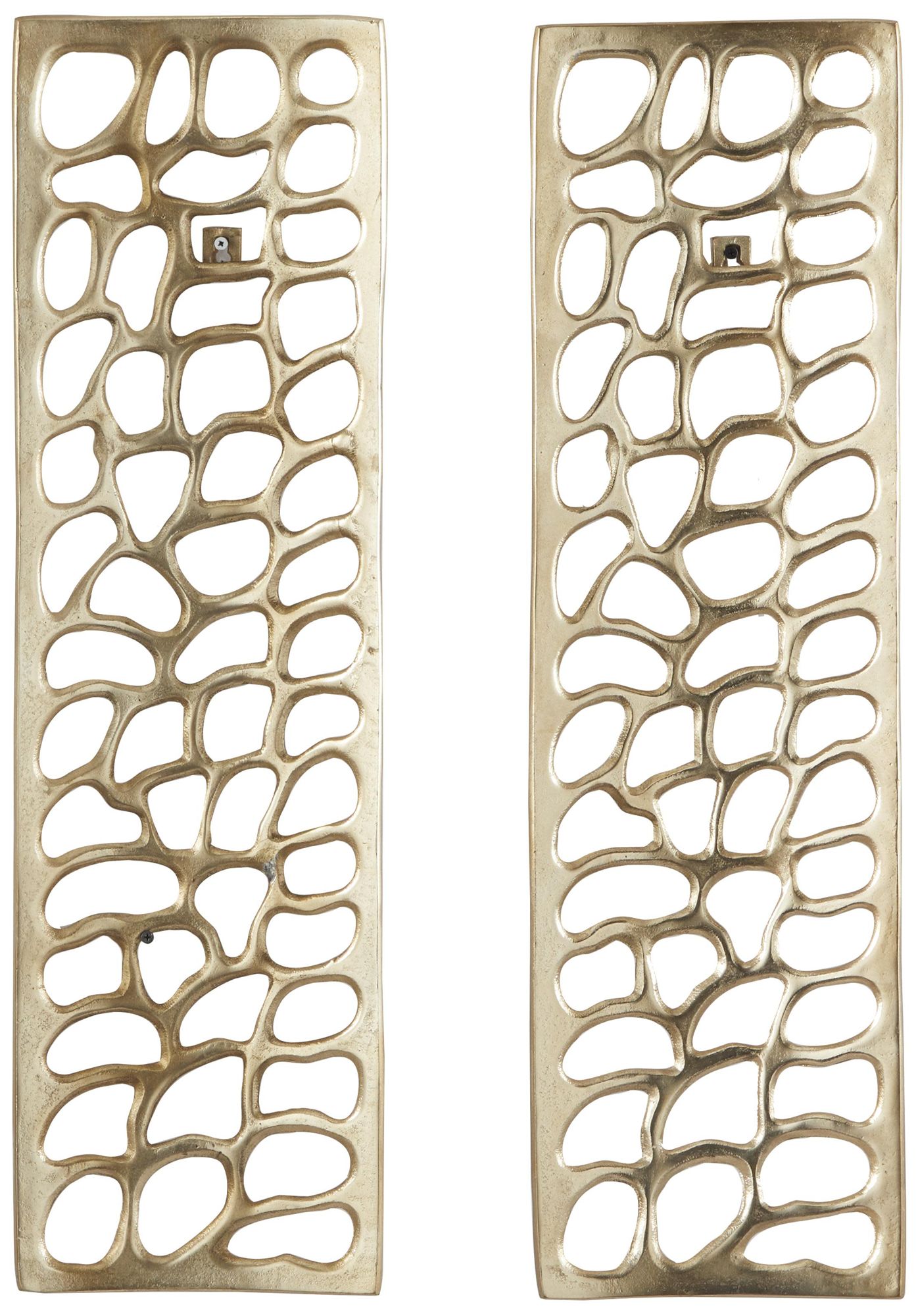 Image 2 Gold Aluminum Metal Modern Wall Decor, S/2 7"W, 22"H