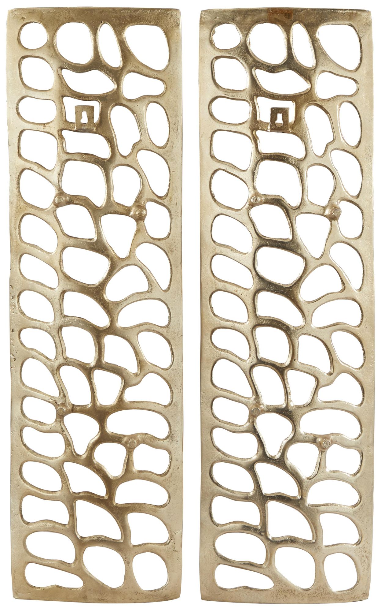 Image 4 Gold Aluminum Metal Modern Wall Decor, S/2 7"W, 22"H more views