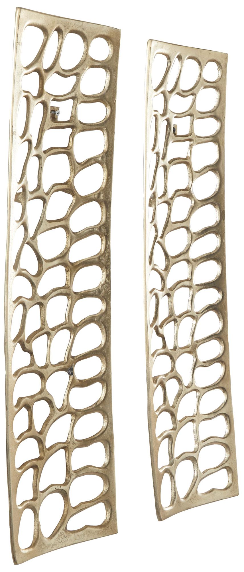 Image 5 Gold Aluminum Metal Modern Wall Decor, S/2 7"W, 22"H more views