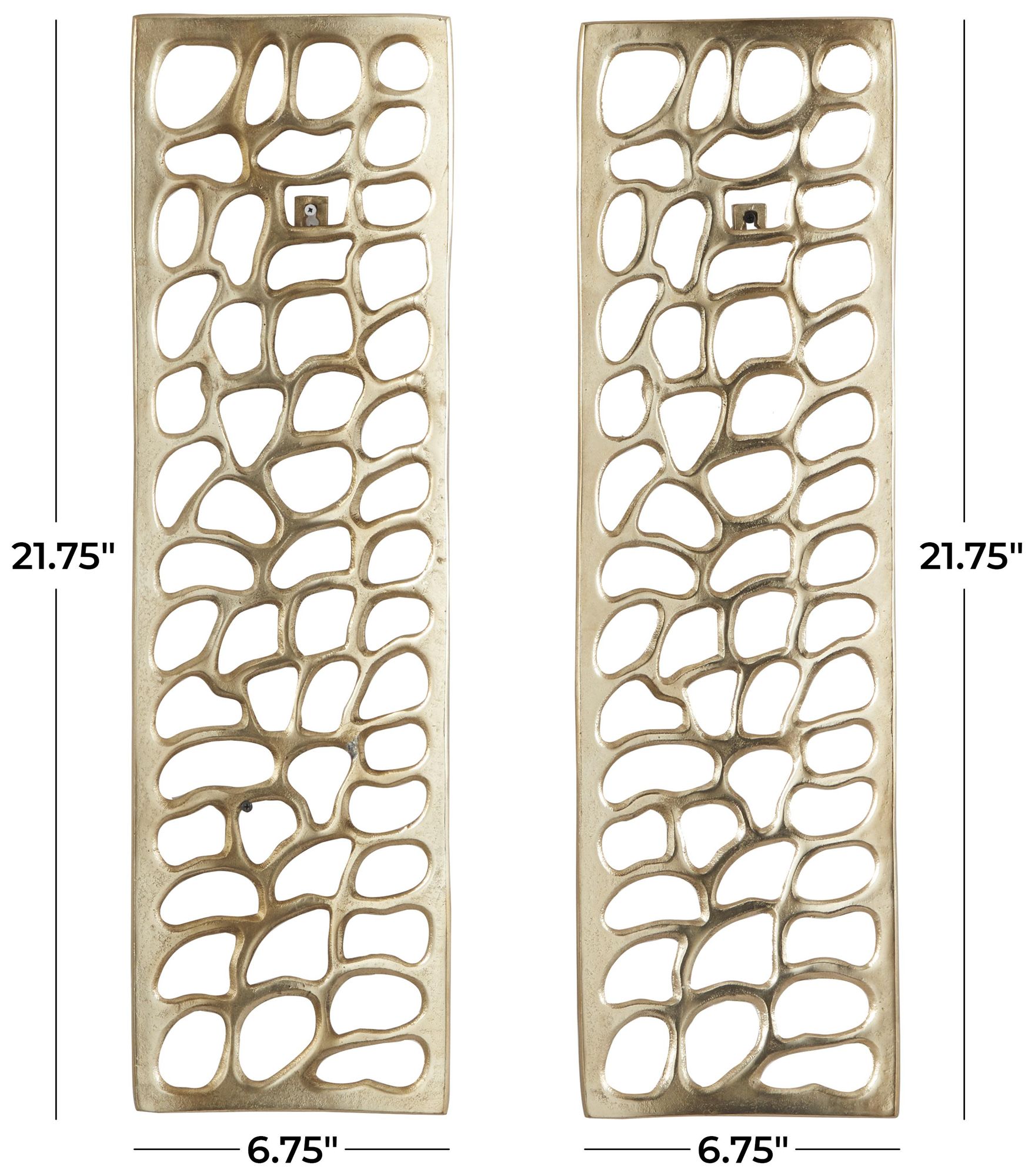 Image 6 Gold Aluminum Metal Modern Wall Decor, S/2 7"W, 22"H more views