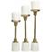 Gold Aluminum Metal Slim Decorative Candle Holder, Set of 3 15, 13, 11"H