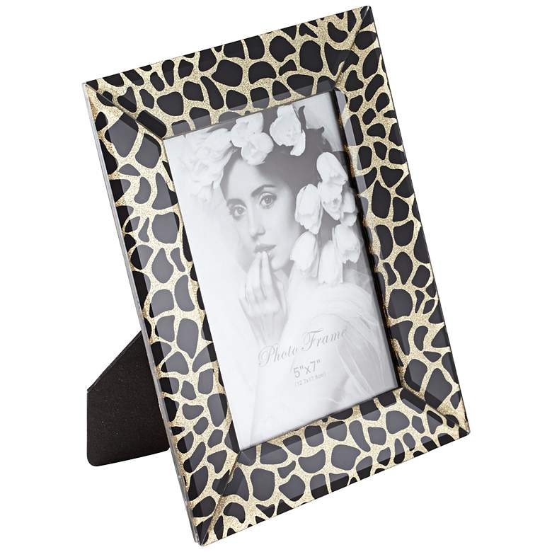 Image 1 Gold and Black Leopard Print Glass 5 inchx7 inch Photo Frame