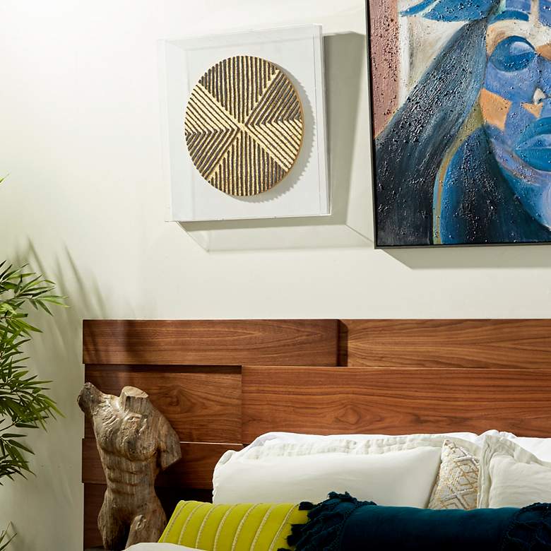 Image 1 Gold and Black Line Wood 23 3/4" Square Shadow Box Wall Art
