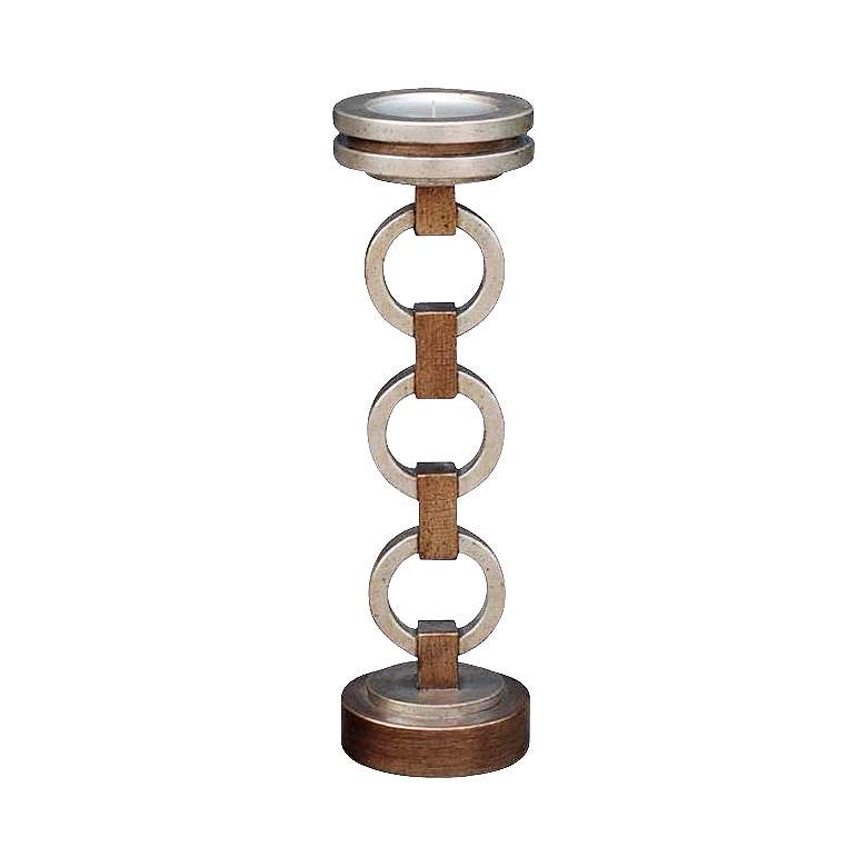 Image 1 Gold and Silver Links 19 inch High Small Pillar Candle Holder