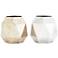 Gold and Silver Triangular Geometric Metal Vases Set of 2