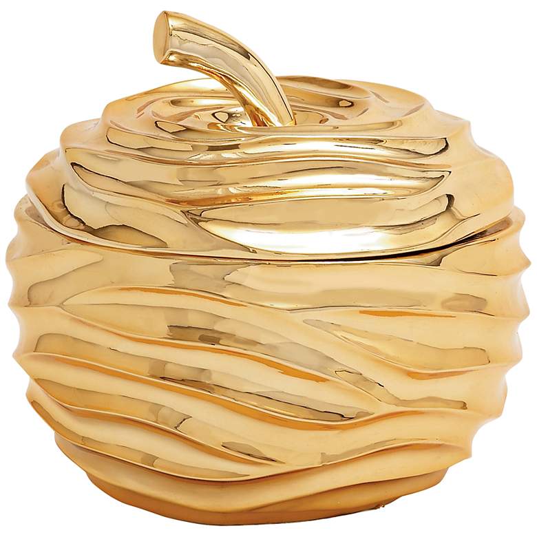 Image 1 Gold Apple Decorative Jar with Lid