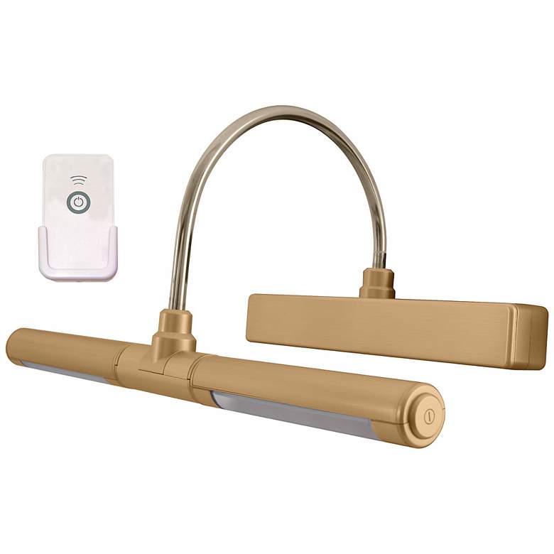 Image 1 Gold Battery Powered 13"W Picture Light with Remote