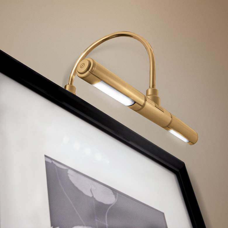 Image 1 Gold Battery Powered 9"W Dimmable Picture Light