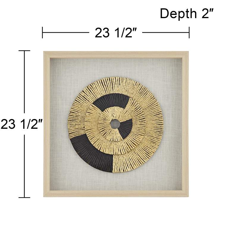 Image 7 Gold Black Circle 23 1/2" Square Shadow Box Framed Wall Art more views