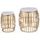Gold Cage - Set of Two Gold Cage Marble Top Nesting Tables