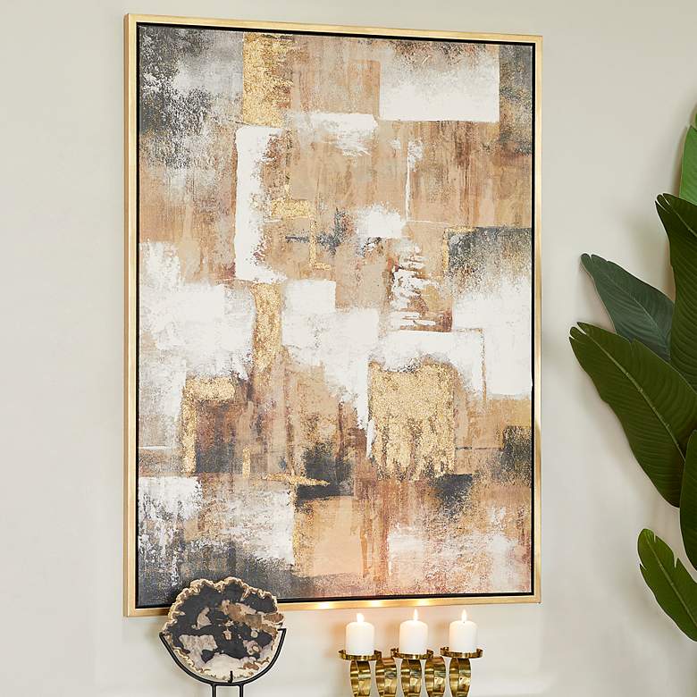 Image 2 Gold Canvas Abstract 47" High Framed Canvas Wall Art