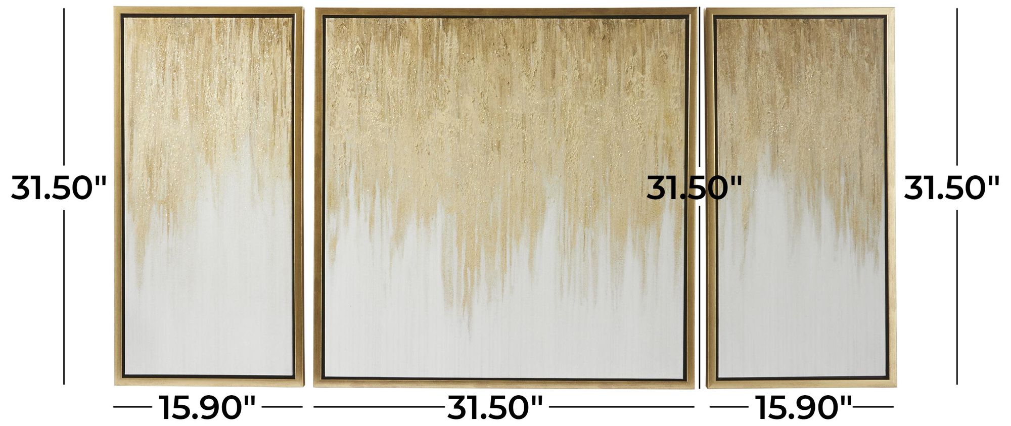 Image 7 Gold Canvas Coastal Framed Wall Art, S/3 32", 16", 16"W more views