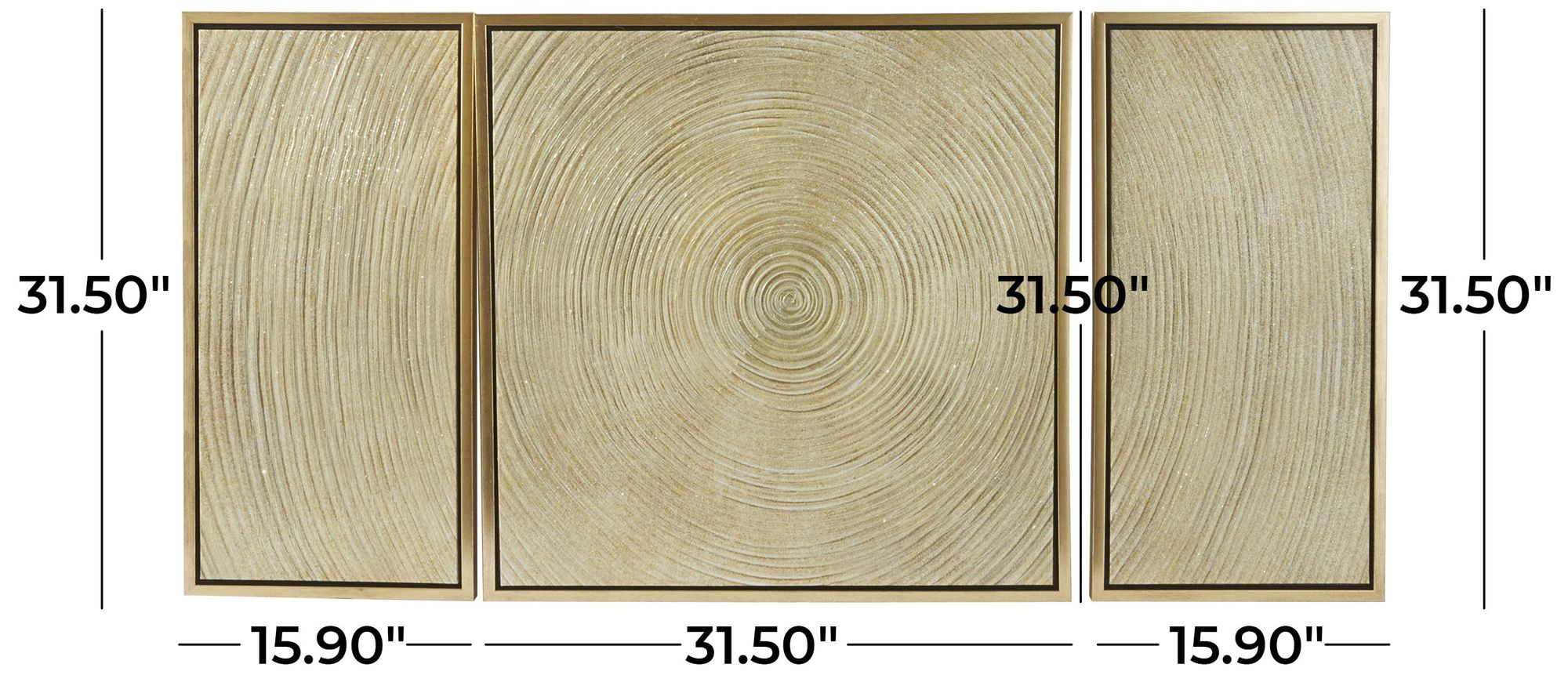 Image 6 Gold Canvas Coastal Framed Wall Art, S/3 32", 16", 16"W more views