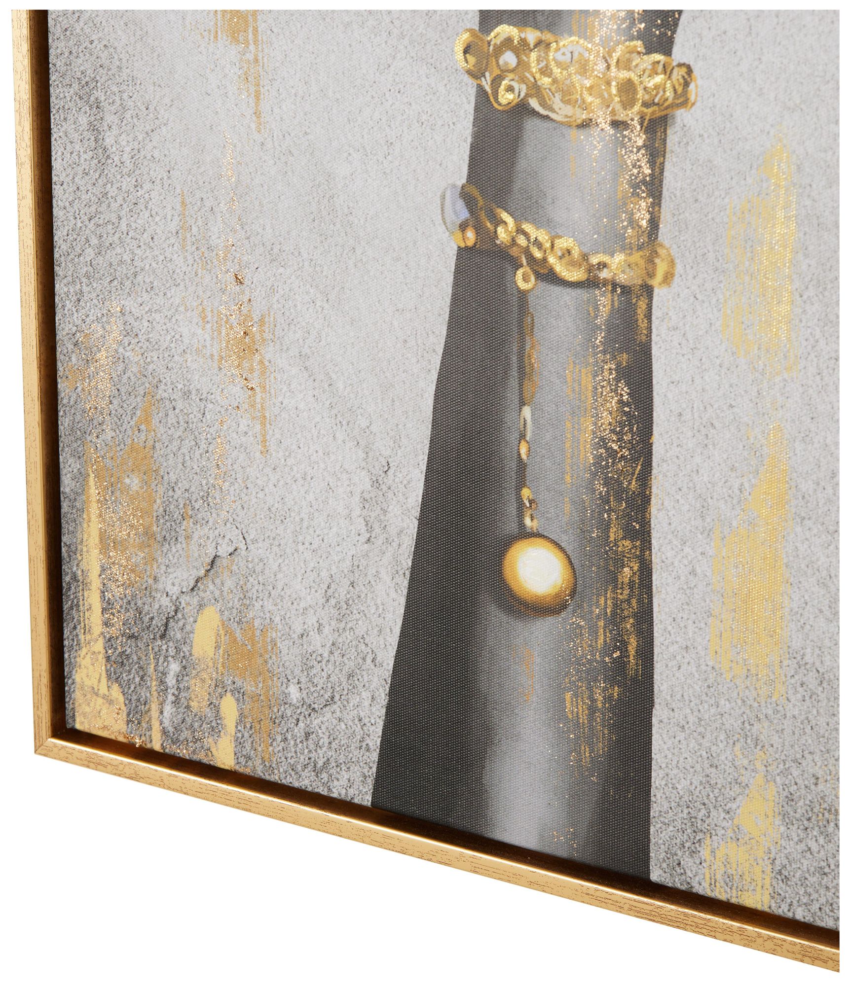 Image 3 Gold Canvas Modern Framed Wall Art, 24" x 2" x 24" more views