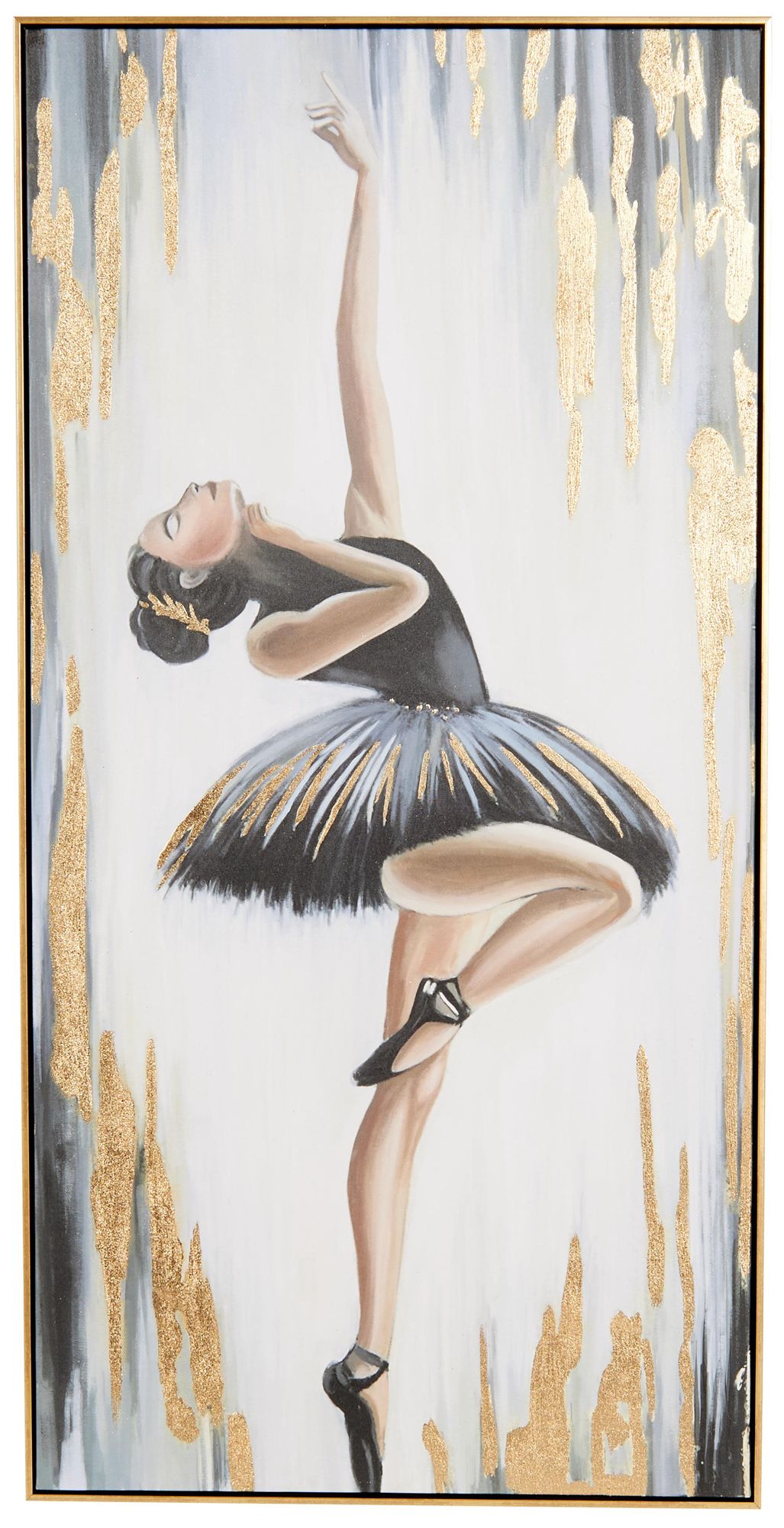 Image 2 Gold Canvas Modern Framed Wall Art, 30" x 2" x 59"