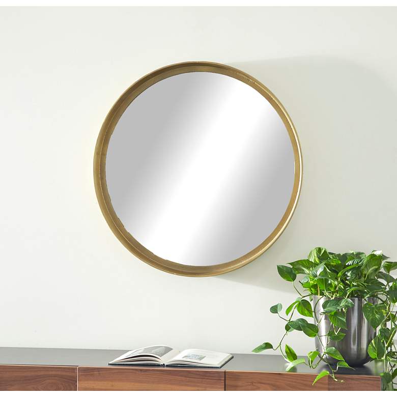 Image 1 Gold Cast Aluminum 36 inch Round Wall Mirror